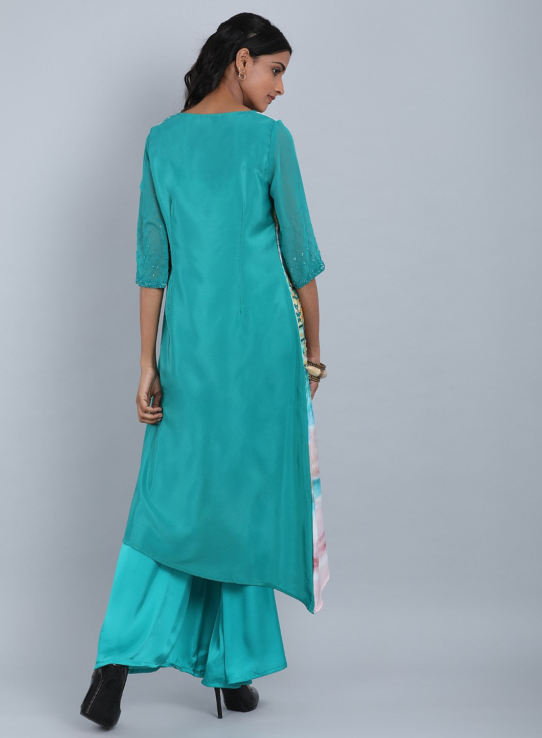 Blue Round Neck Floral Print kurta