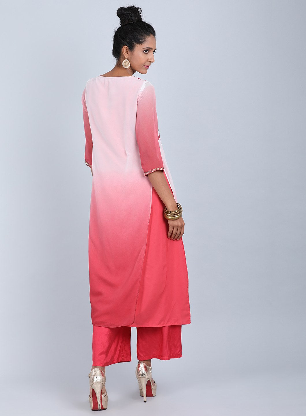 Rose Pink Floral Print kurta