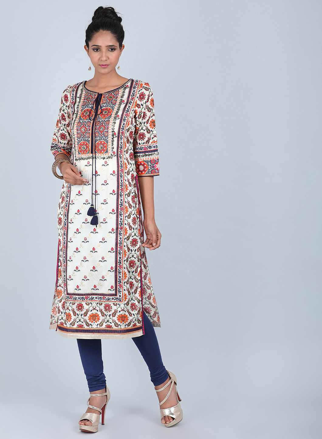 Multicoloured Floral Tie-Up kurta