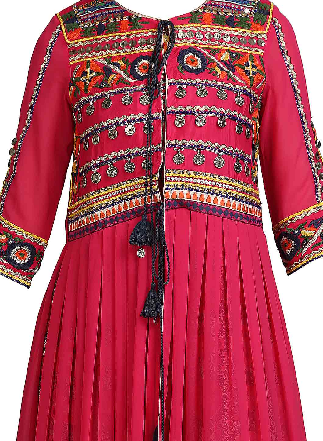 Pink Printed Round Neck kurta
