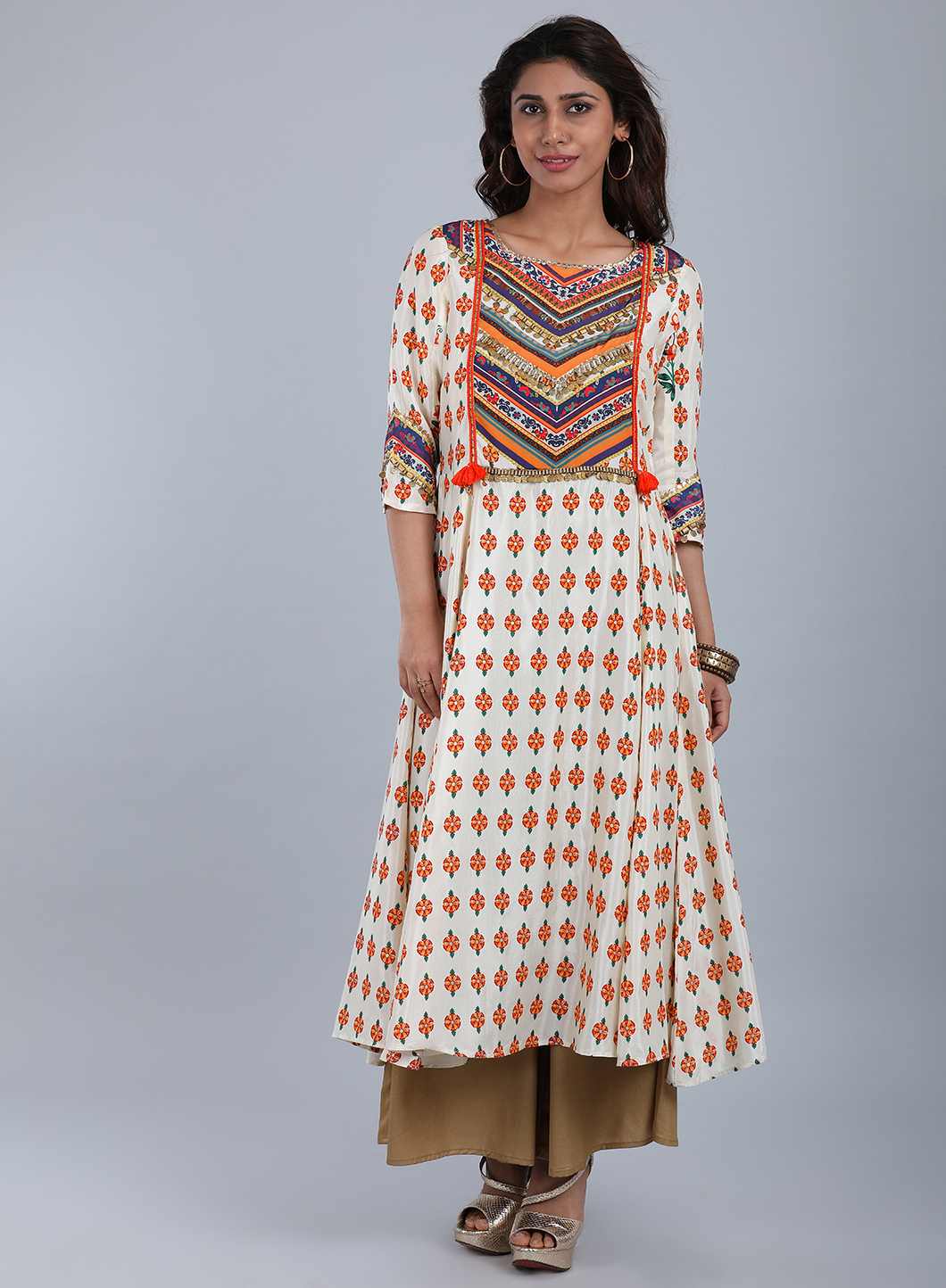 Multicolor Round Neck Printed kurta
