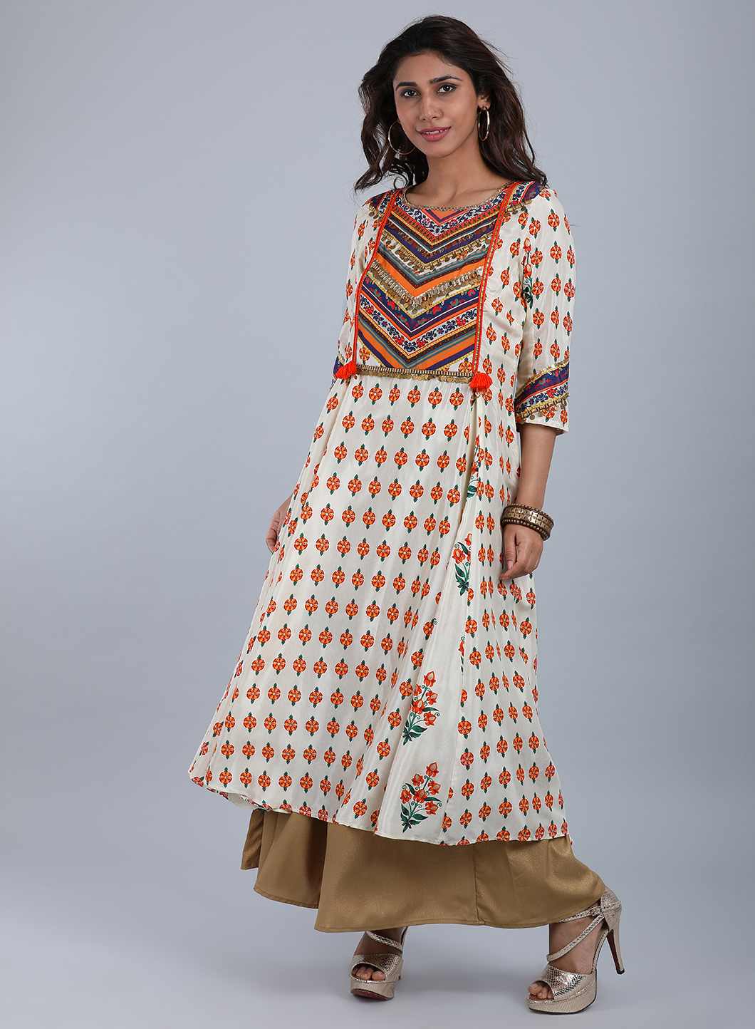 Multicolor Round Neck Printed kurta