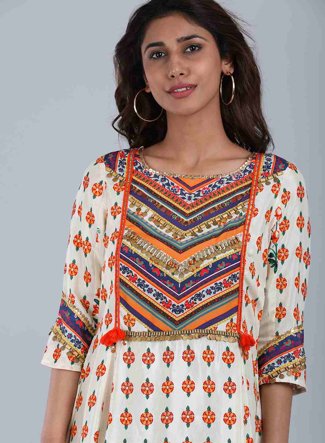 Multicolor Round Neck Printed kurta