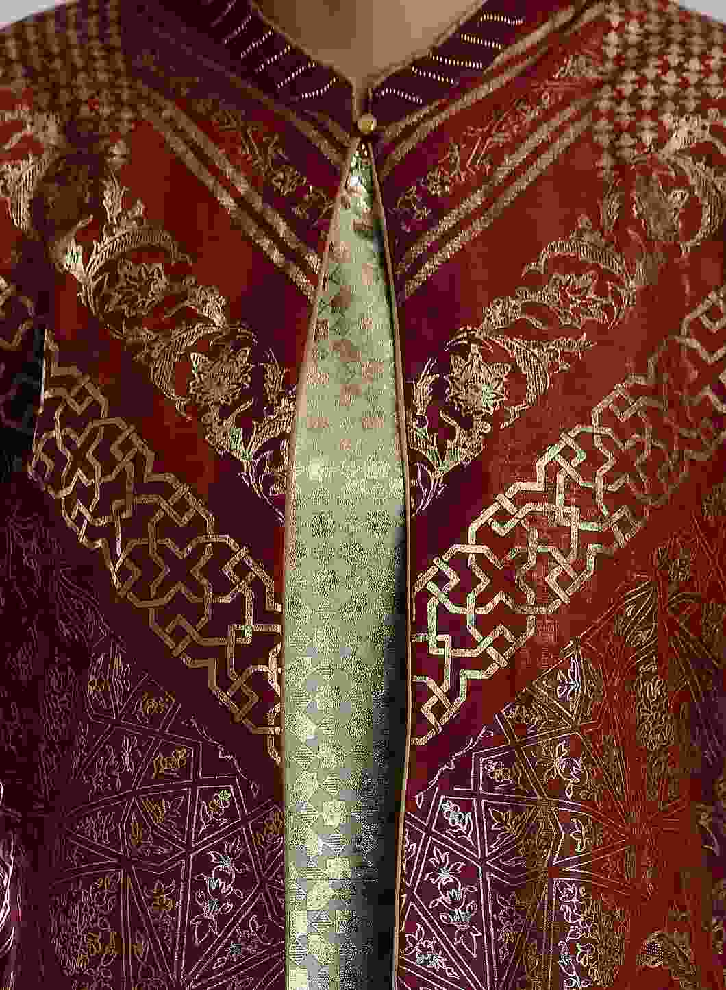 Maroon & Golden Embellished kurta