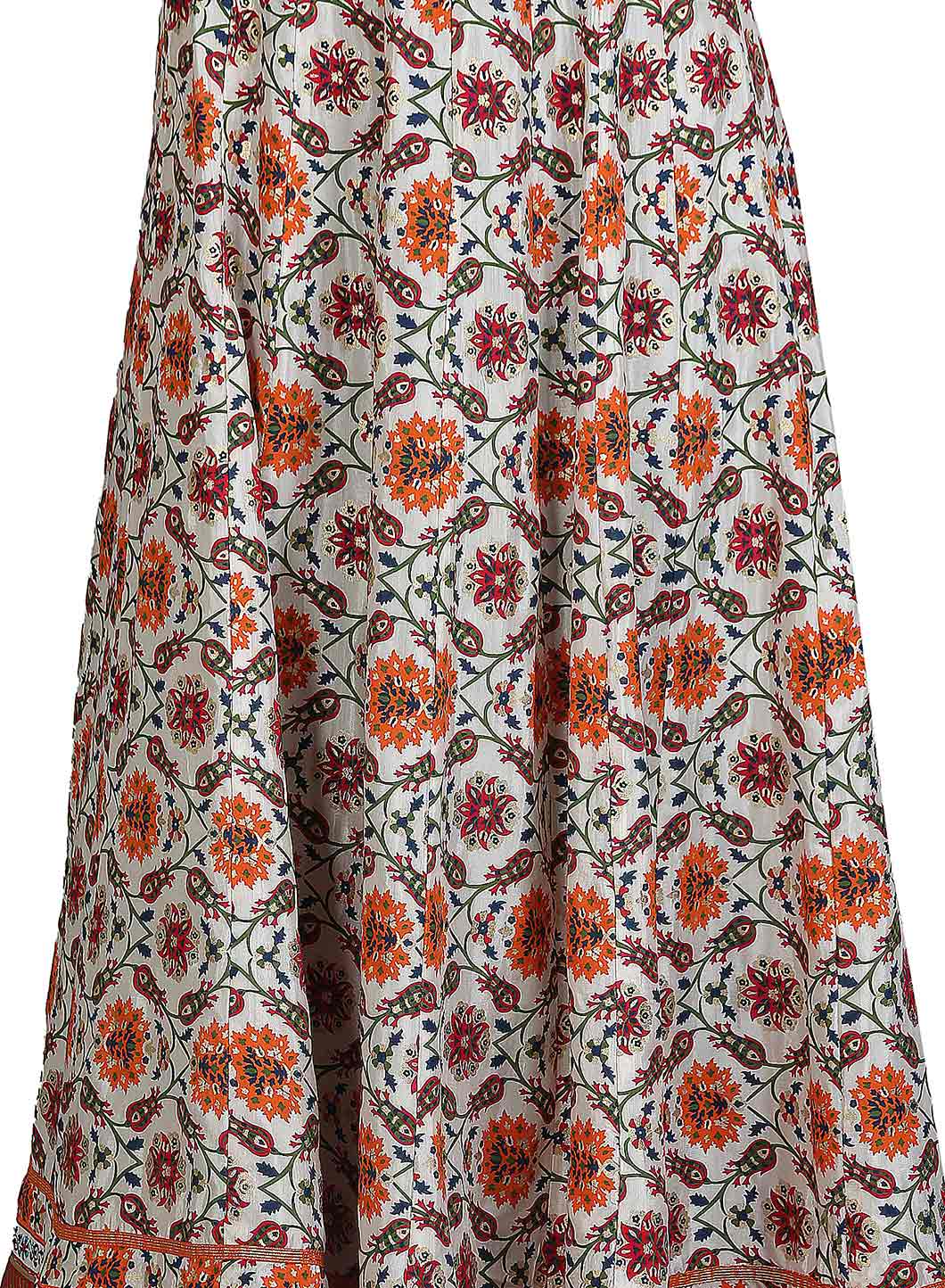 Off-White & Orange Printed Skirt