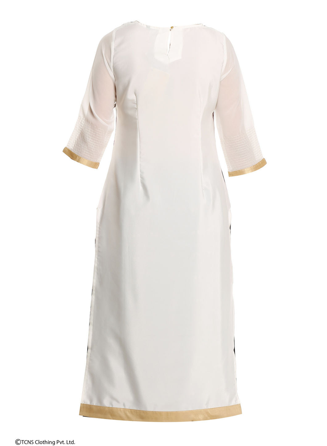 Off-White Printed 3/4 Sleeve kurta