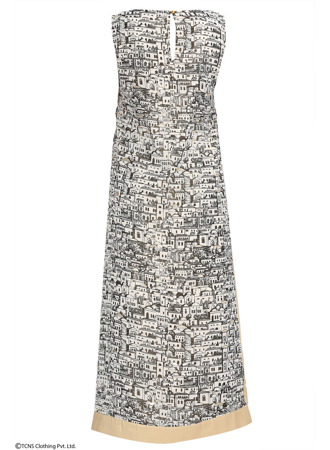 Cream-coloured Printed Sleeveless kurta