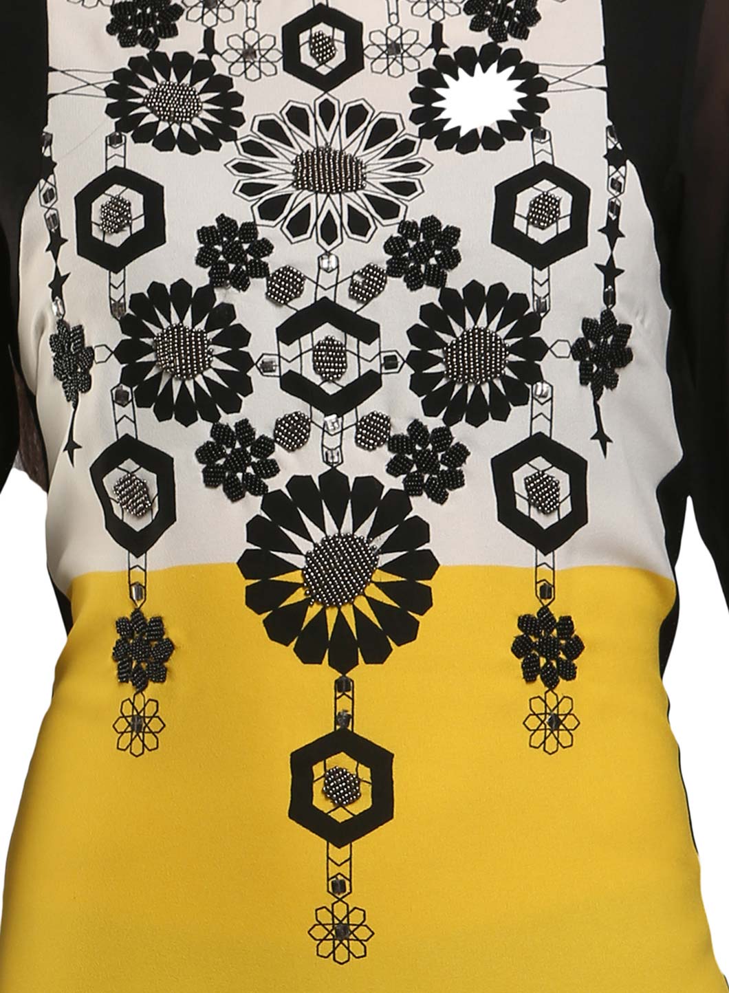Yellow & Black Colorblocked Printed kurta
