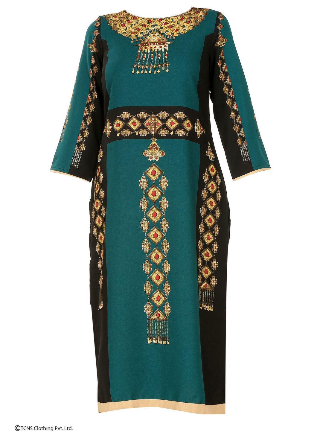 Black Printed 3/4 Sleeve kurta