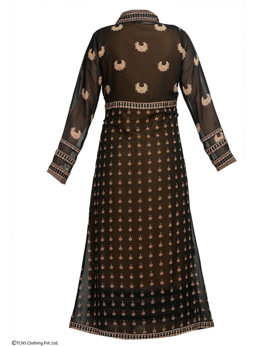 Black Dual Layered Printed Full Sleeve kurta