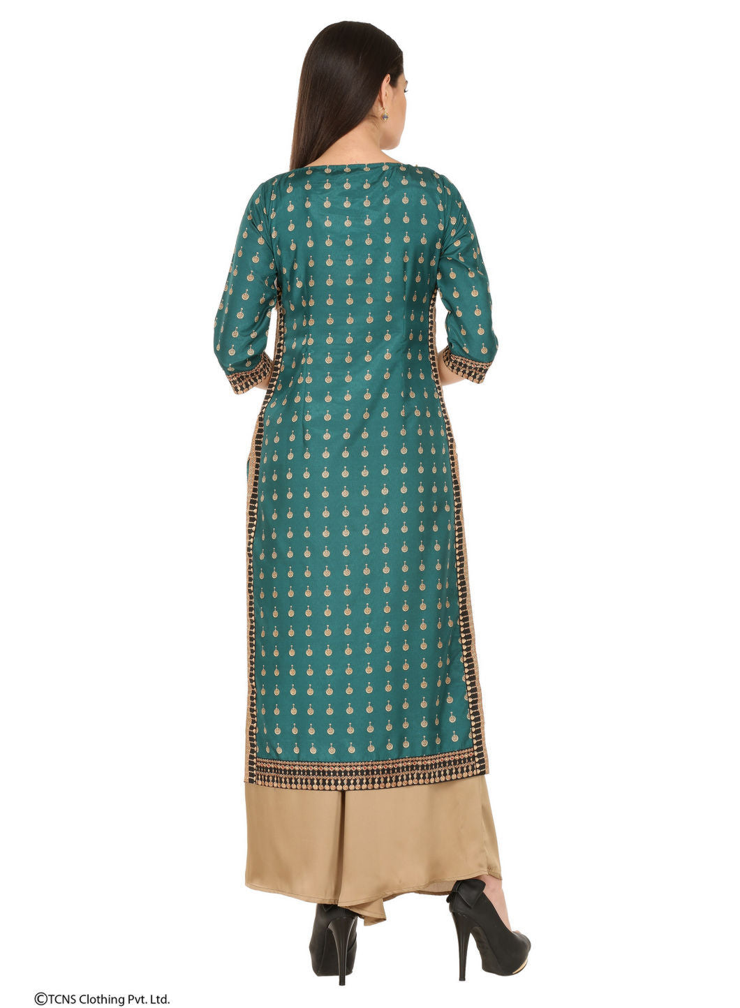 Green Printed 3/4 Sleeve kurta