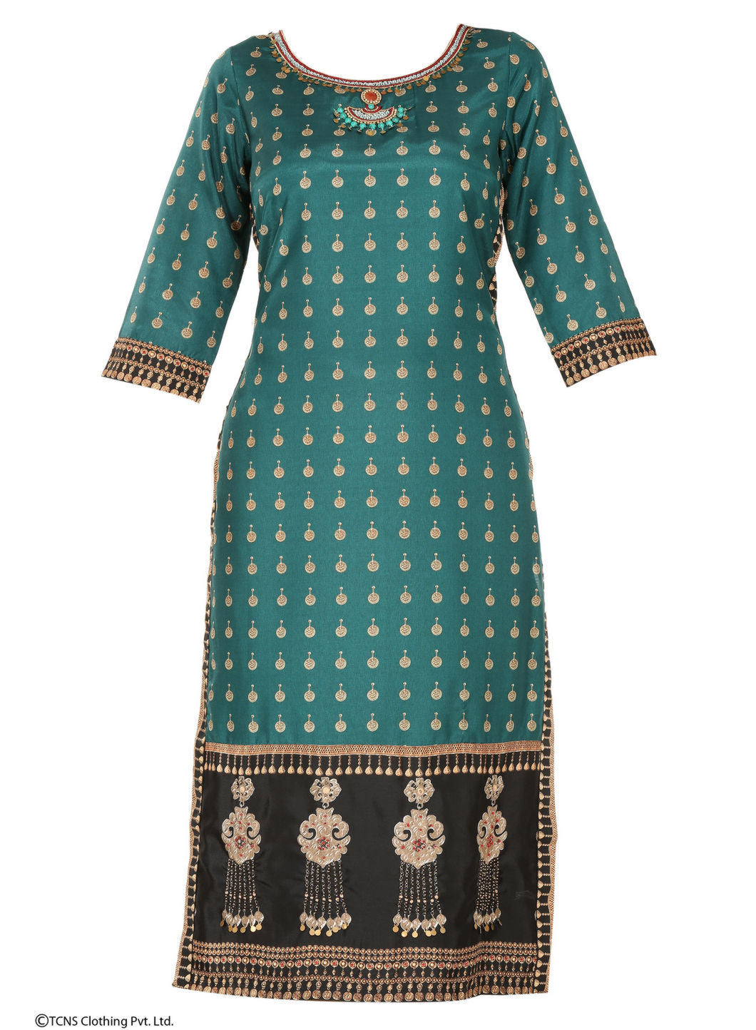 Green Printed 3/4 Sleeve kurta