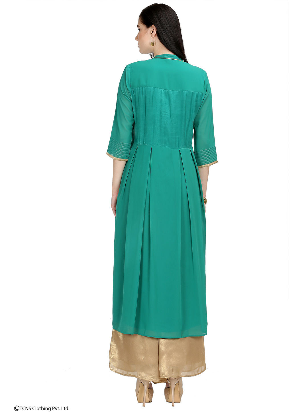 Green Embroidered 3/4 Sleeve kurta