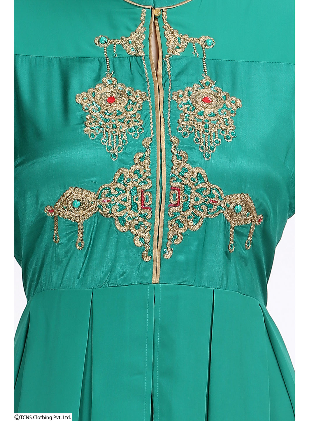 Green Embroidered 3/4 Sleeve kurta