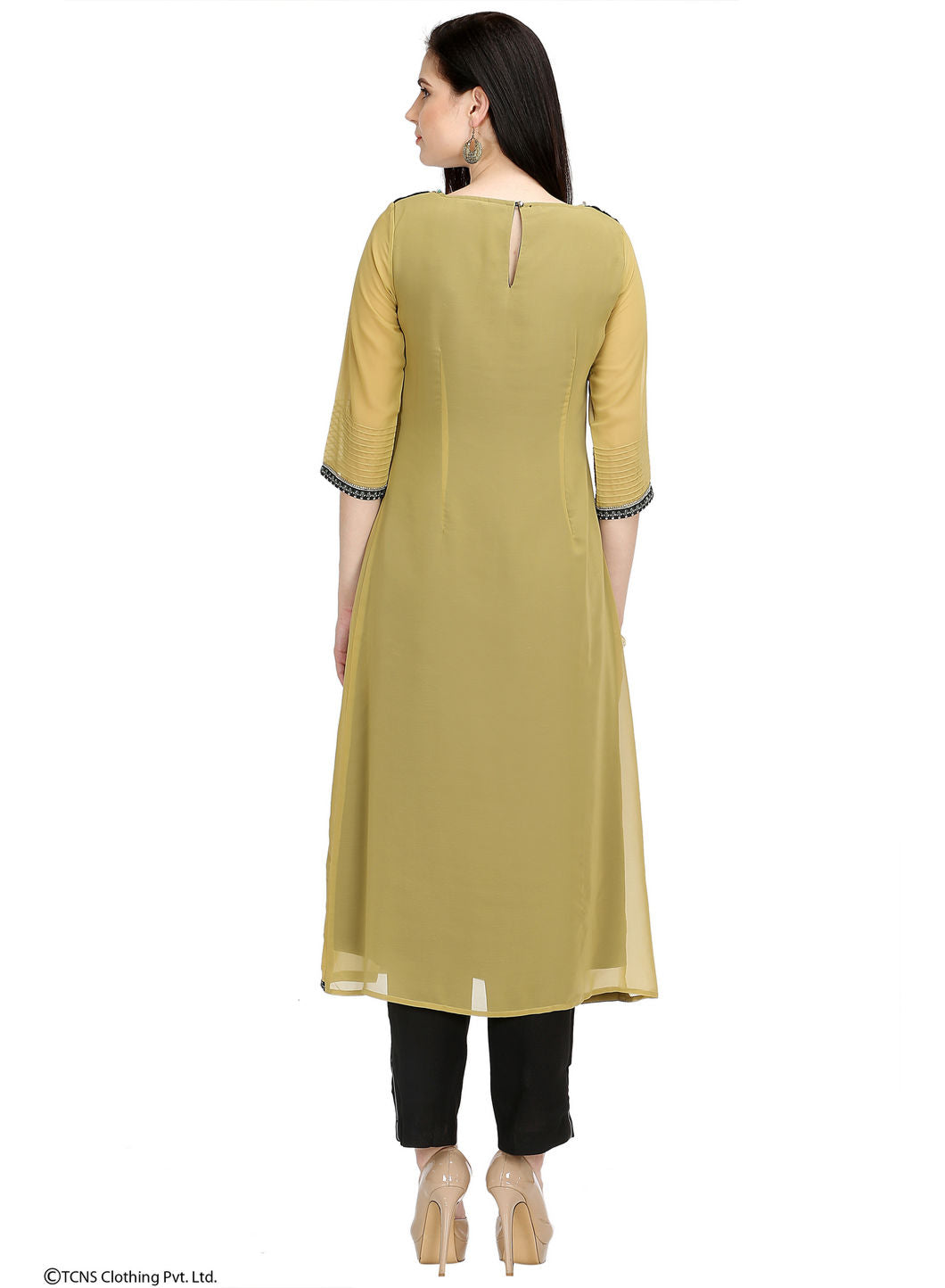 Green Embellished 3/4 Sleeve kurta