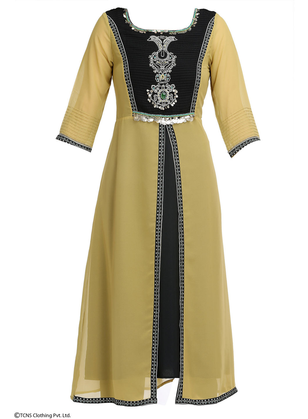 Green Embellished 3/4 Sleeve kurta