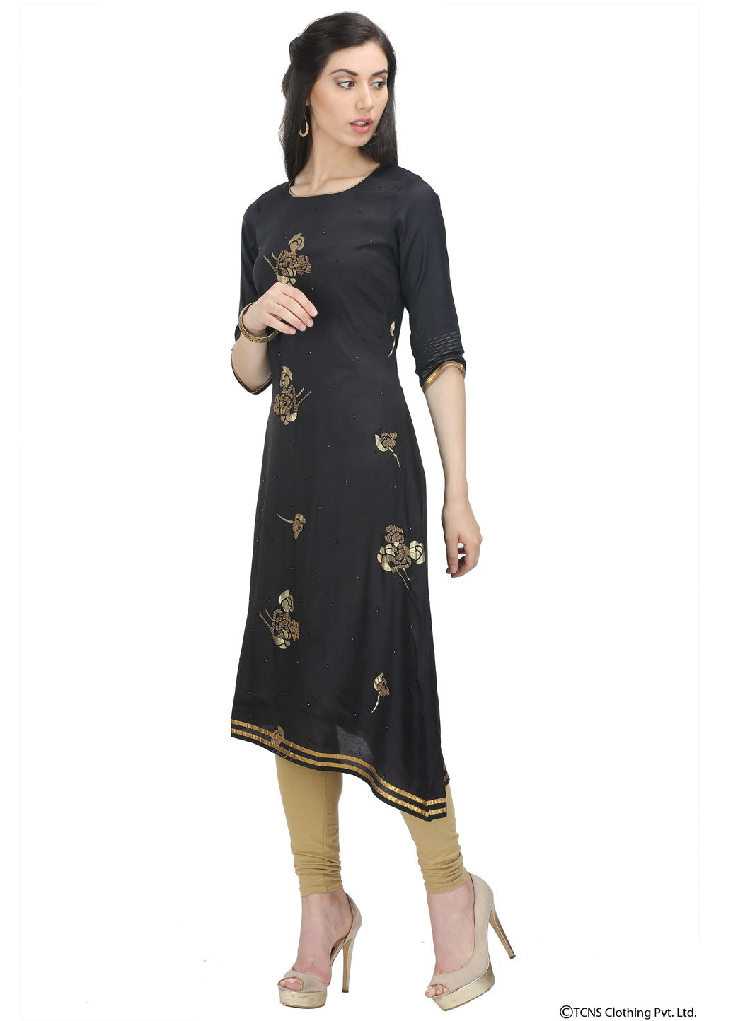 Black 3/4 Sleeve kurta