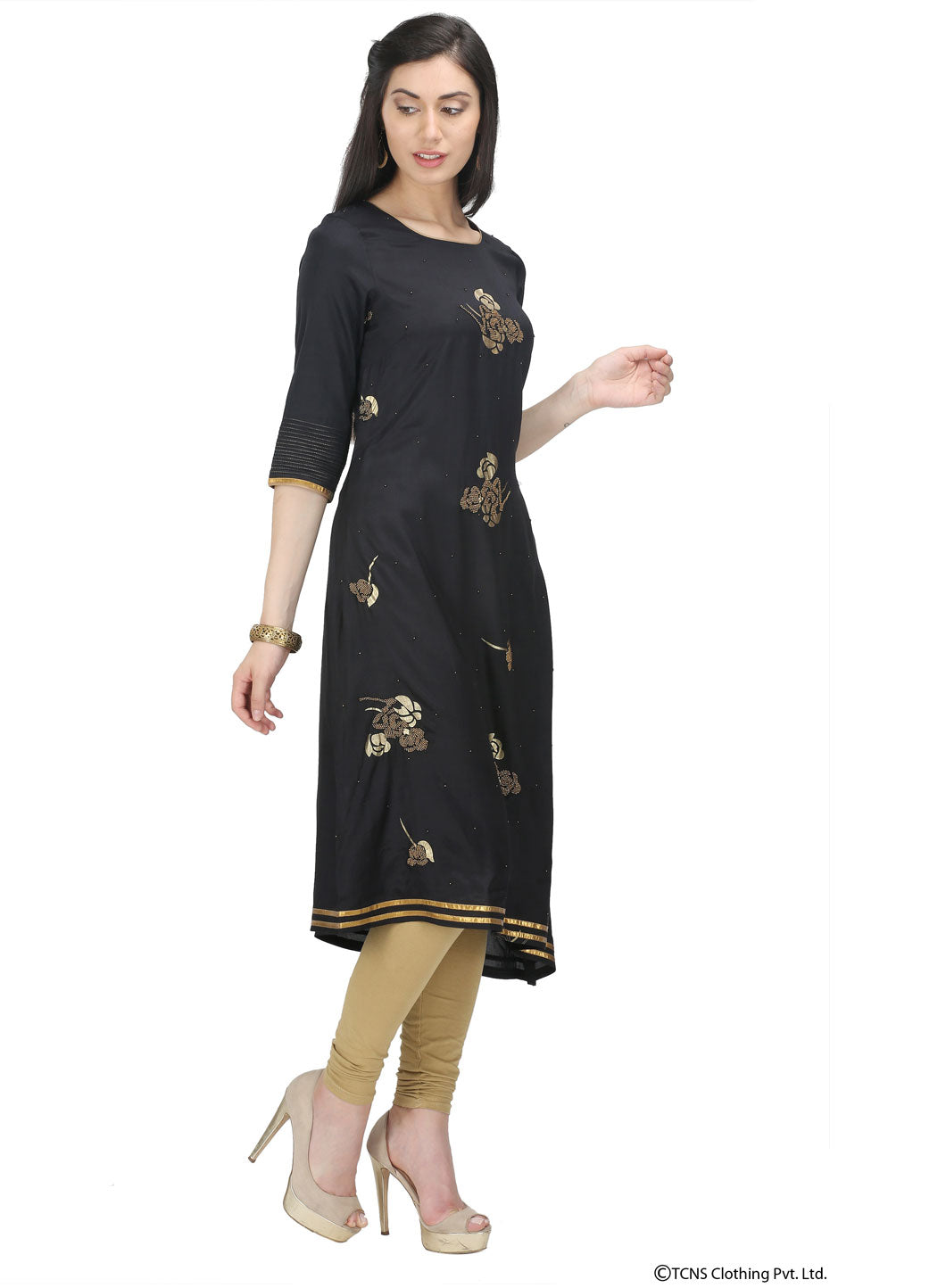 Black 3/4 Sleeve kurta