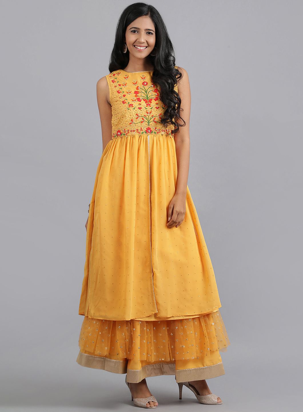 Mustard Yellow Round Neck Tasselled kurta