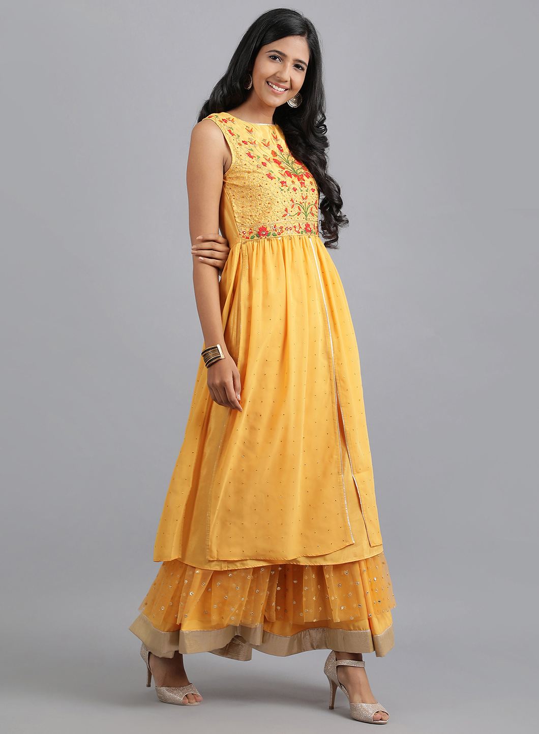 Mustard Yellow Round Neck Tasselled kurta