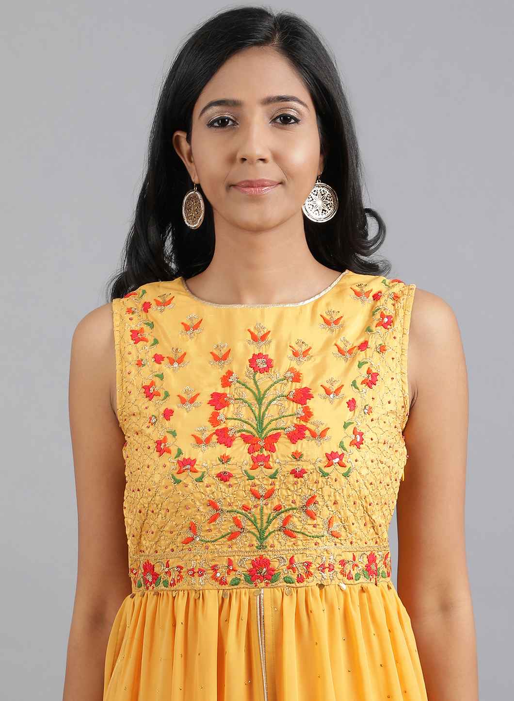 Mustard Yellow Round Neck Tasselled kurta