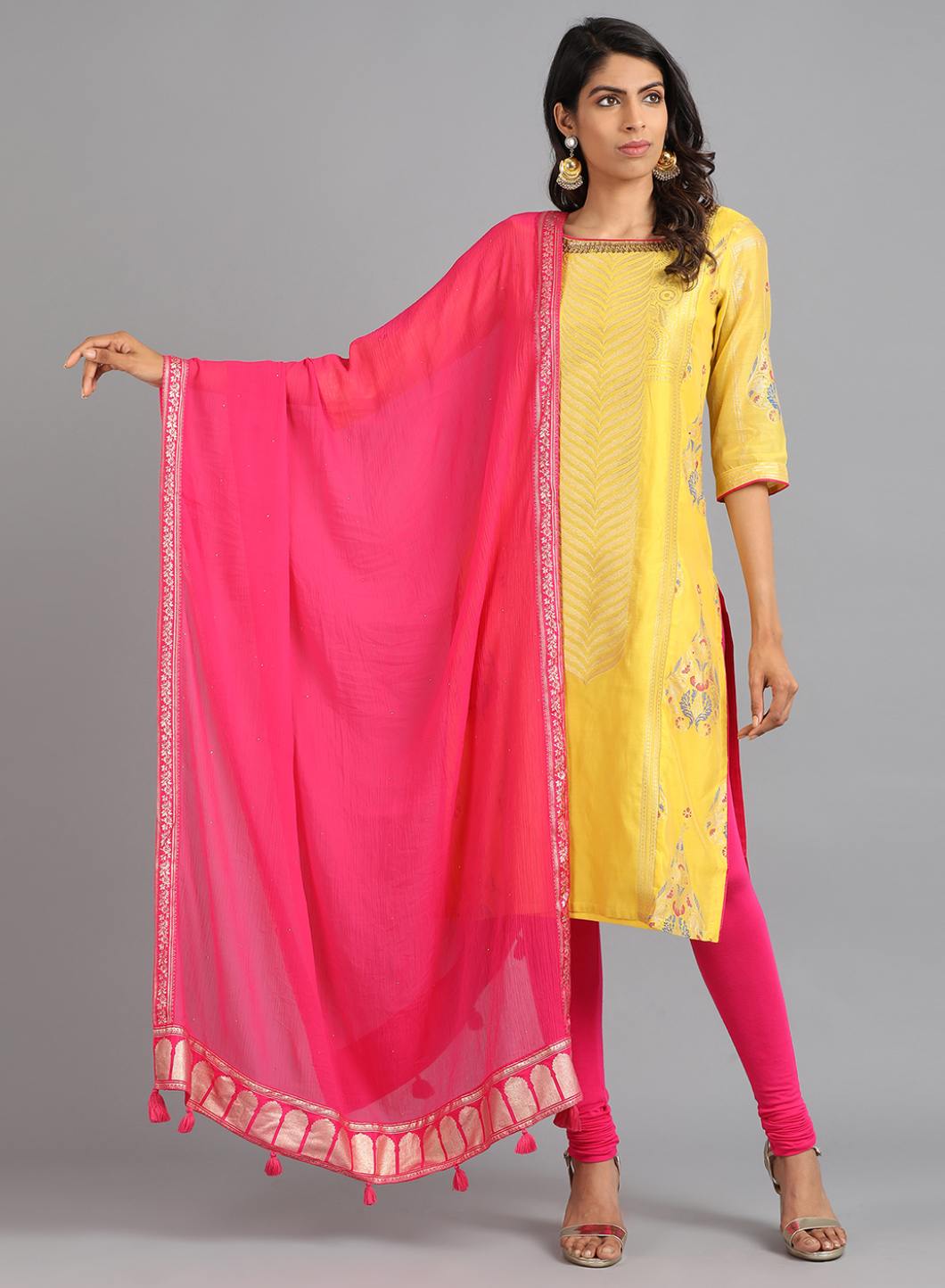 Pink Solid Dupatta