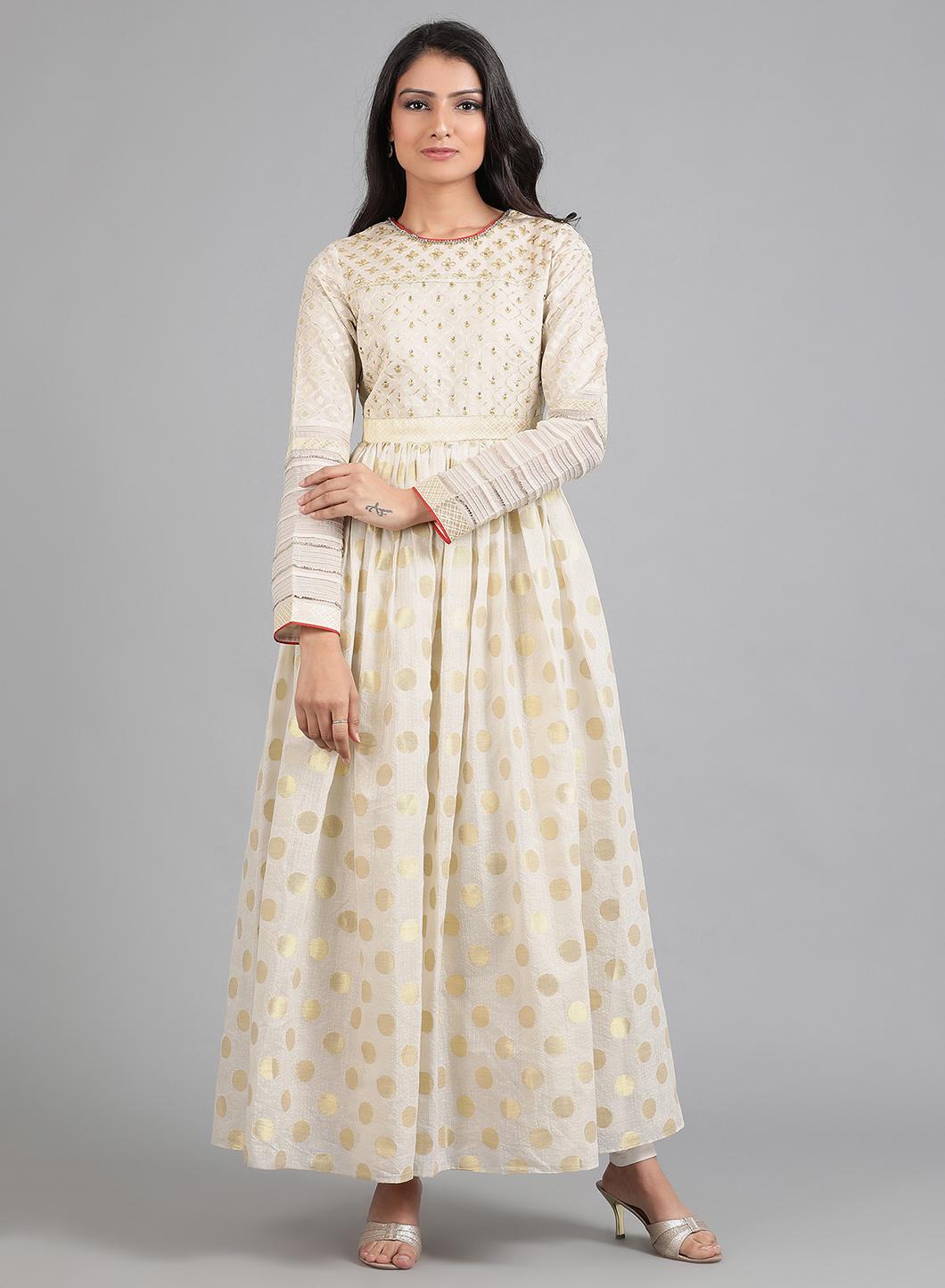 Off-White Round Neck kurta Set