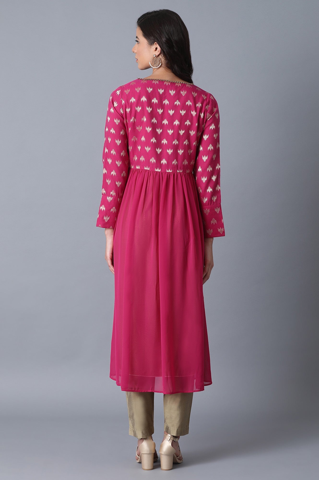 Pink Layered A-Line kurta