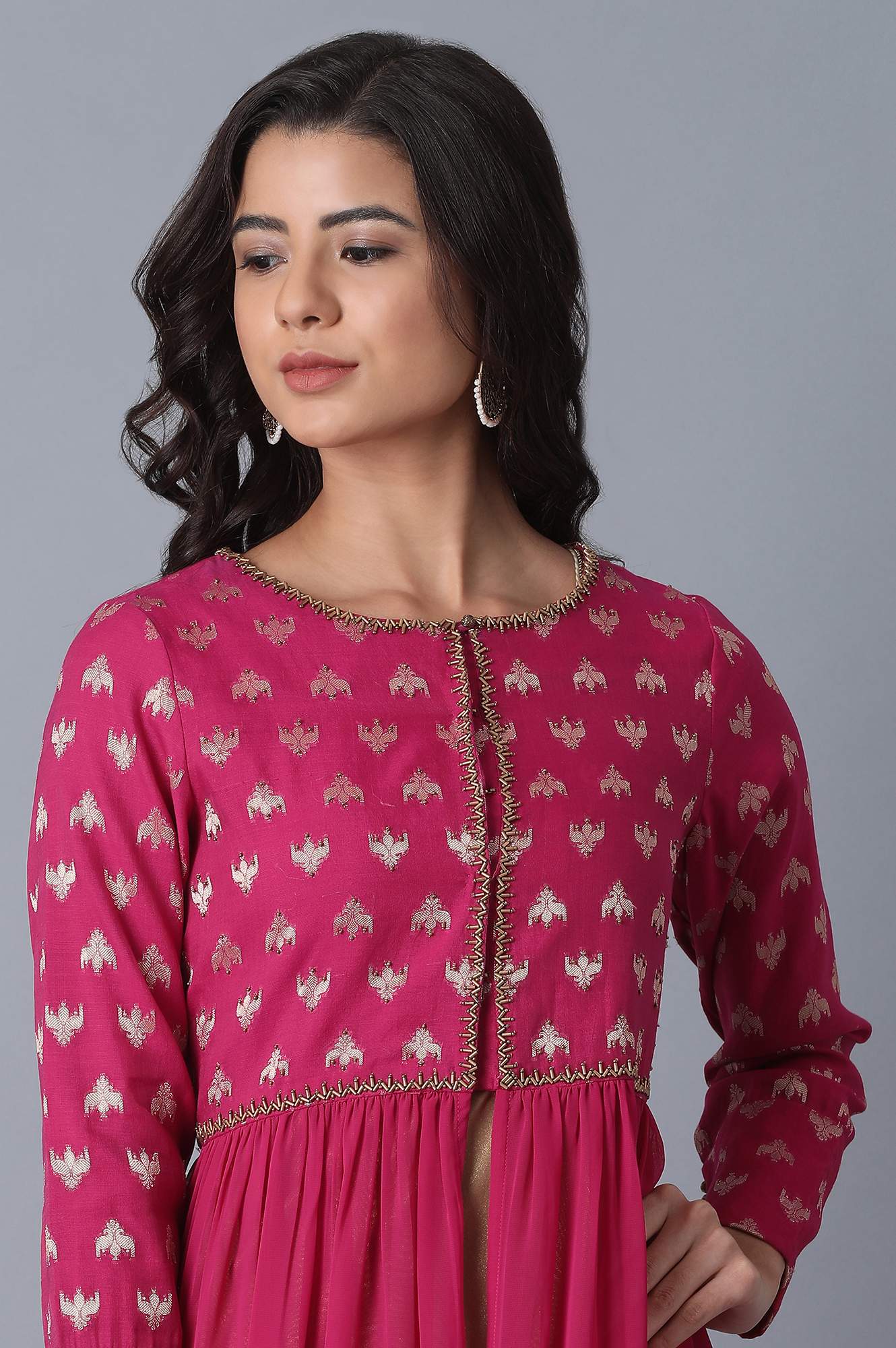 Pink Layered A-Line kurta