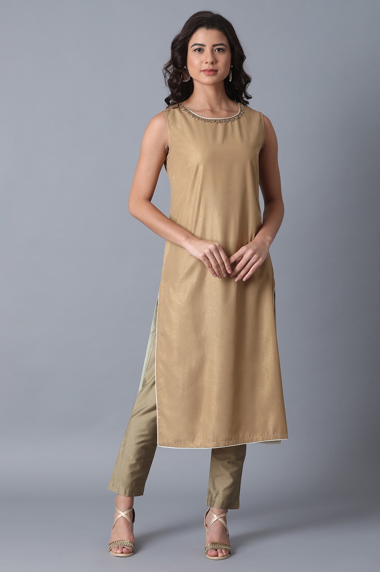 Pink Layered A-Line kurta