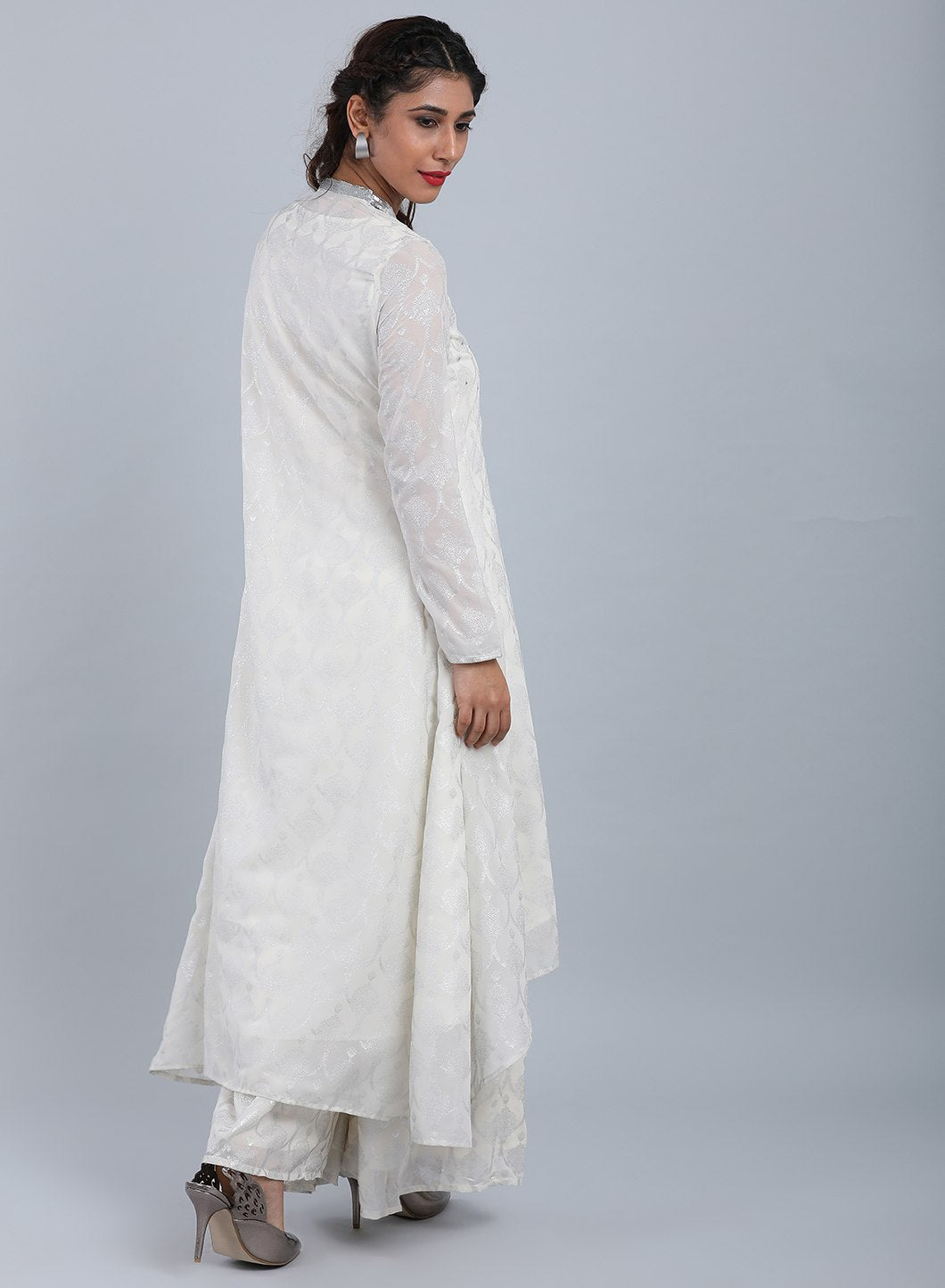 Ecru Mandarin Neck Printed kurta