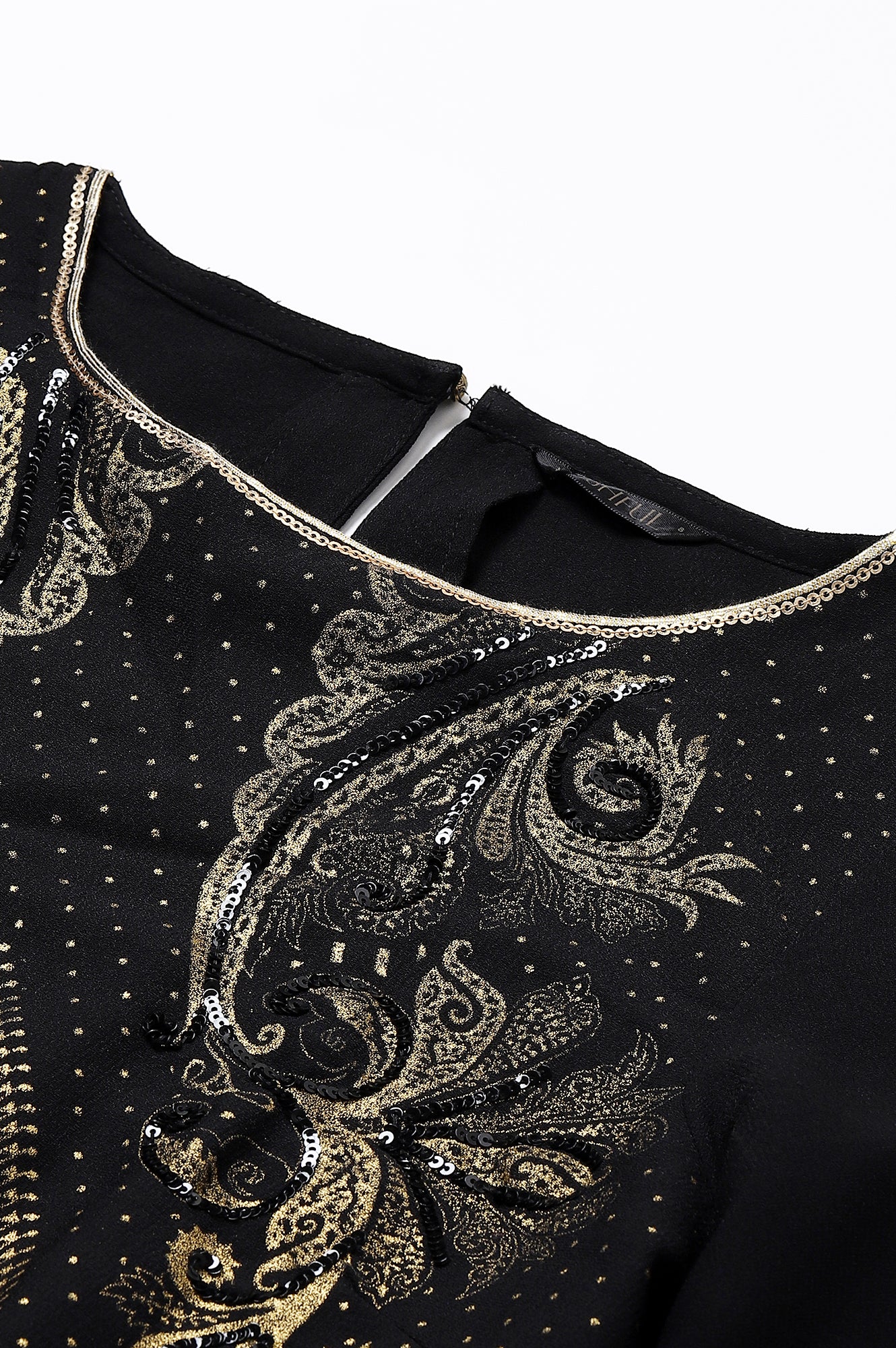 Black Festive kurta With Sequins
