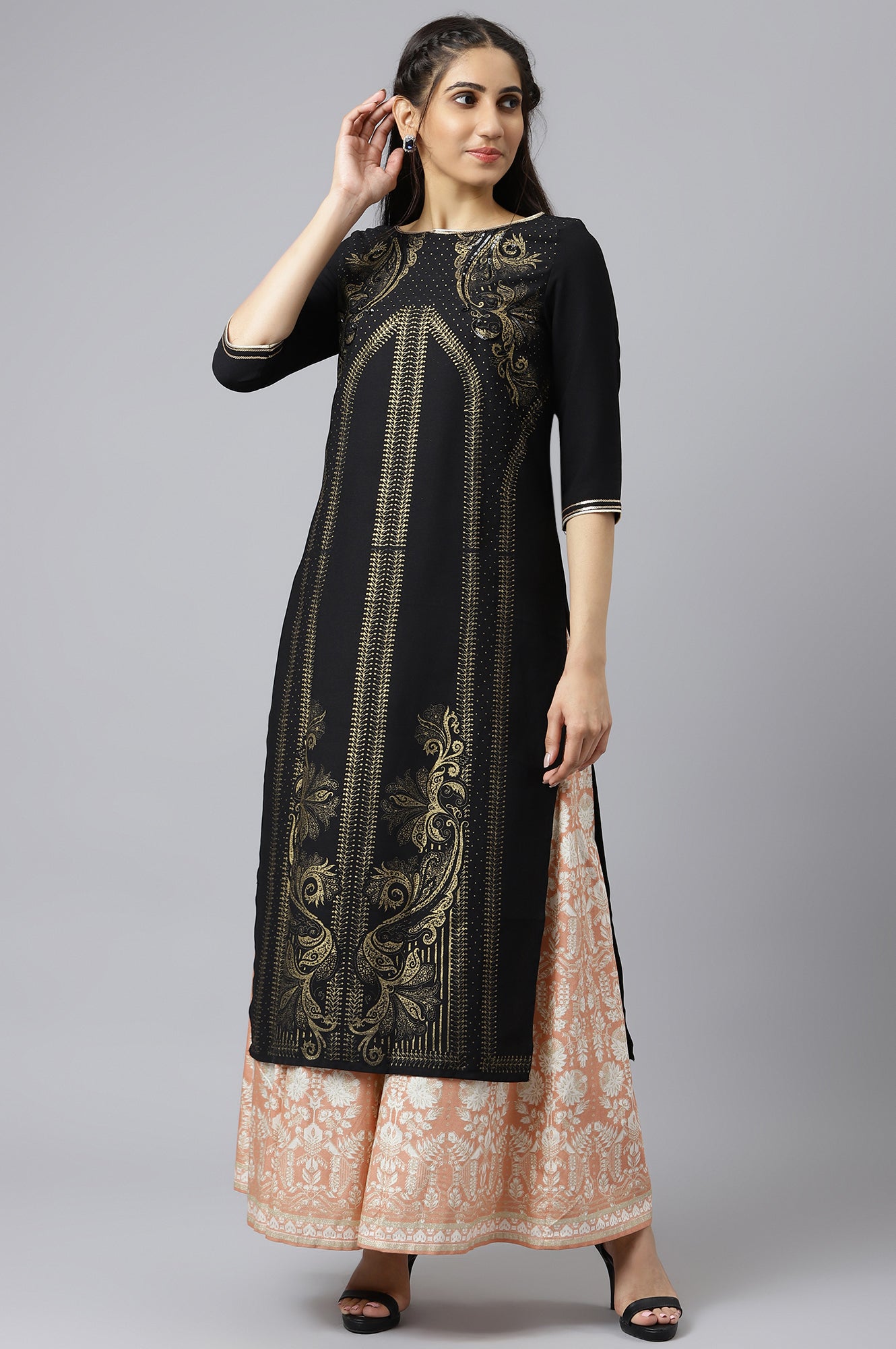 Black Festive kurta With Sequins