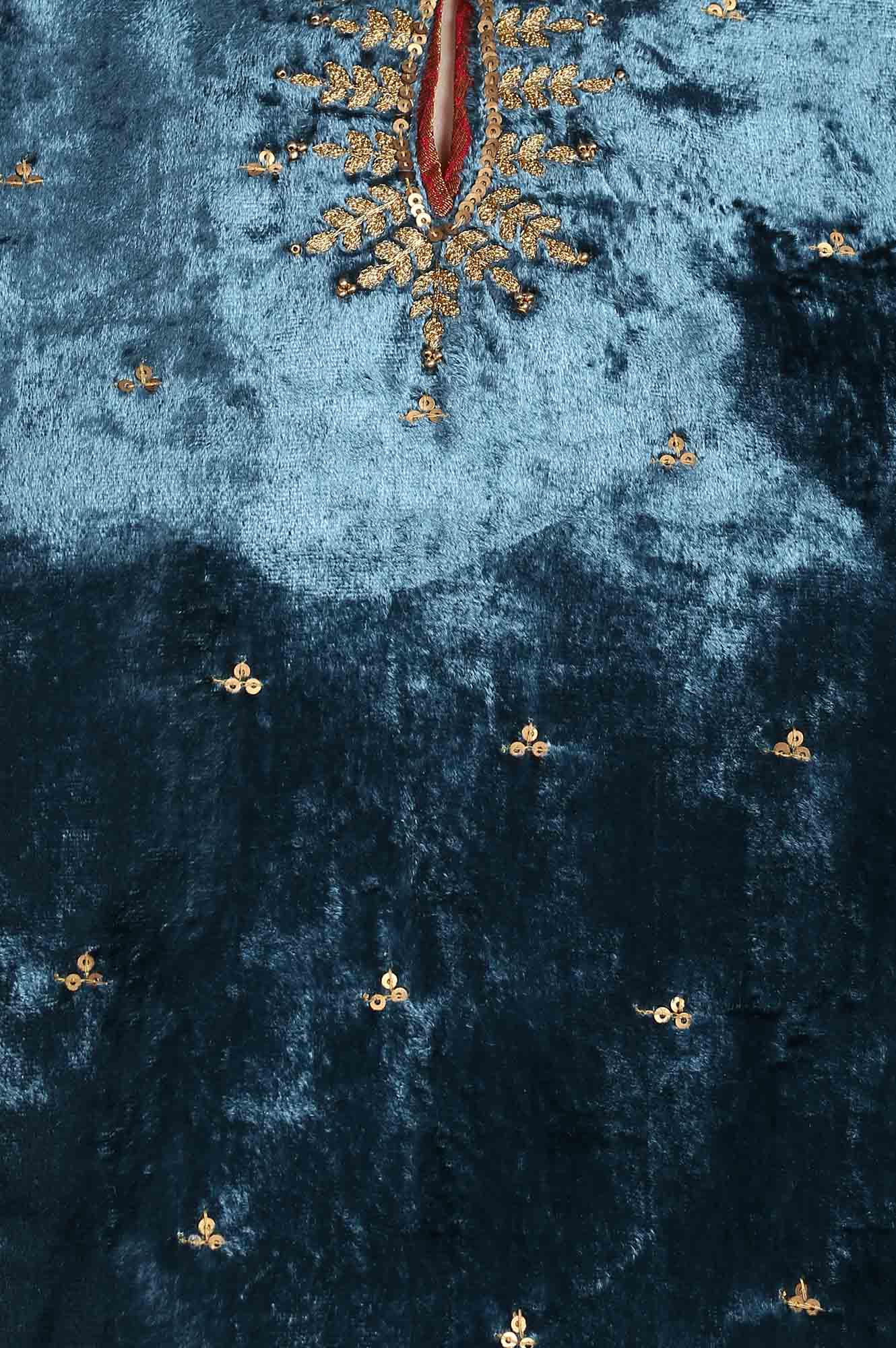 Green Round Neck Velvet Winter kurta