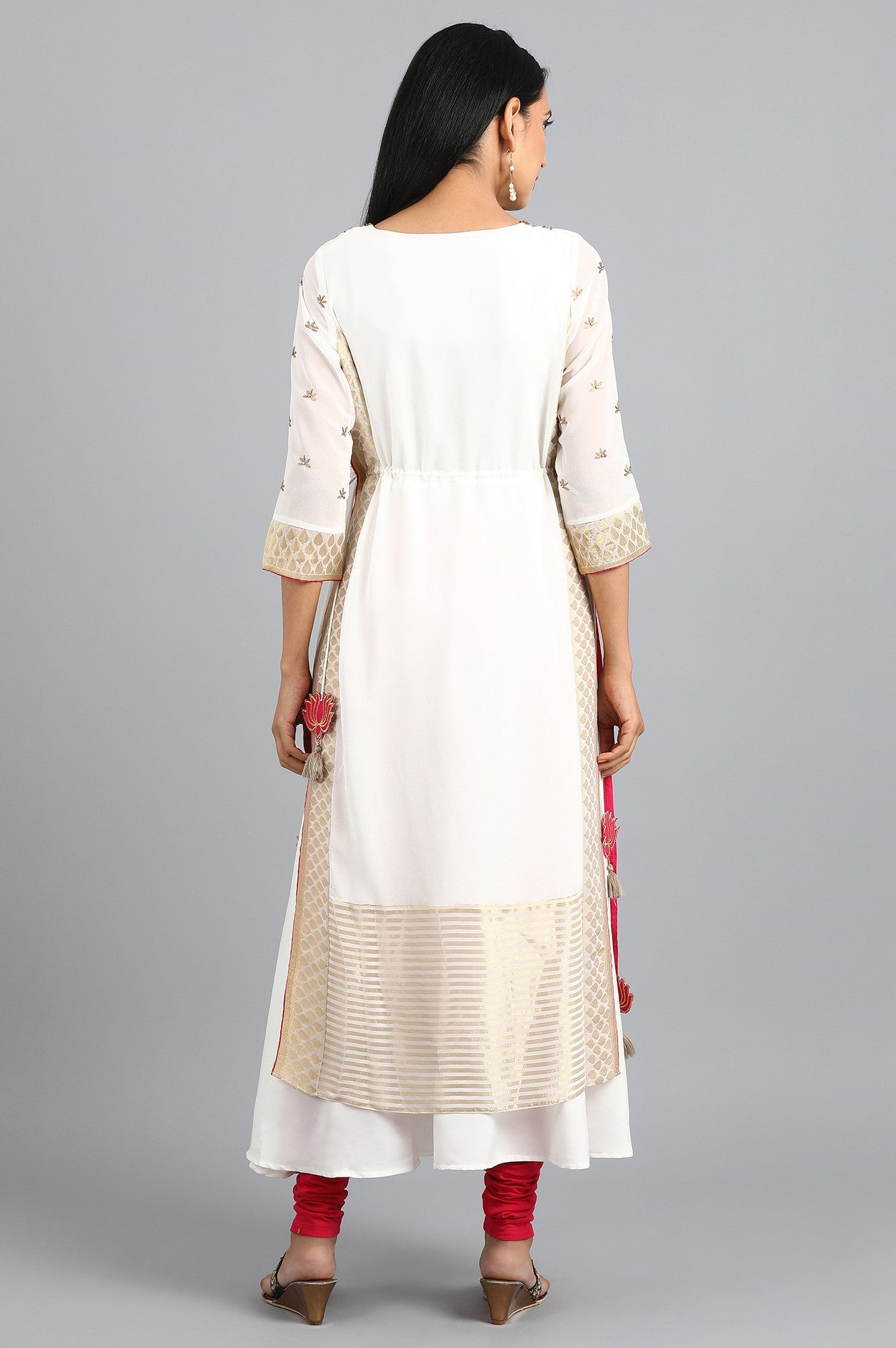 Ecru Round Neck Layered kurta