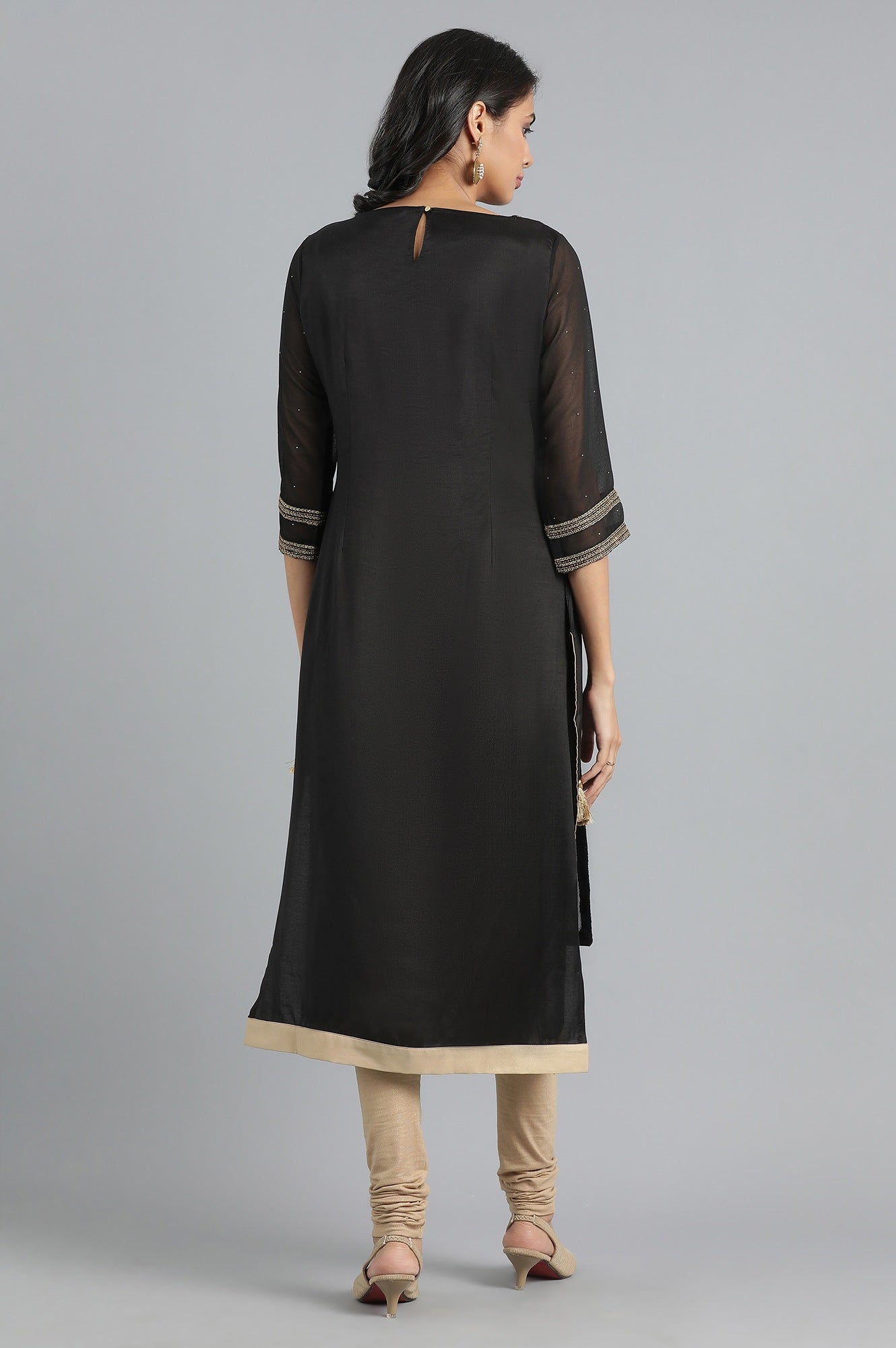 Black Round Neck Layered kurta