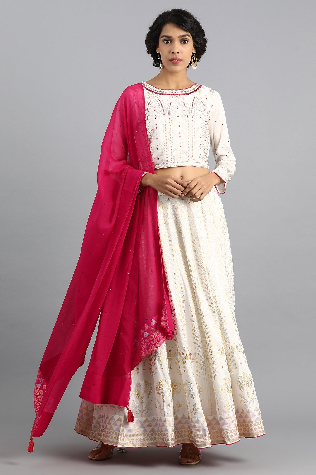 Ecru Round Neck Festive Set