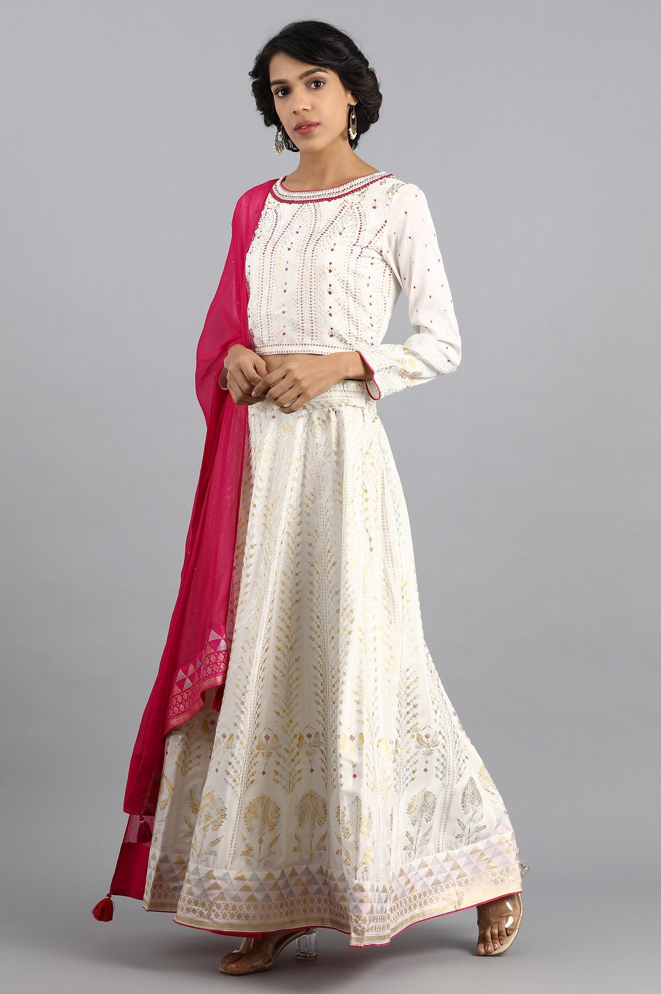 Ecru Round Neck Festive Set