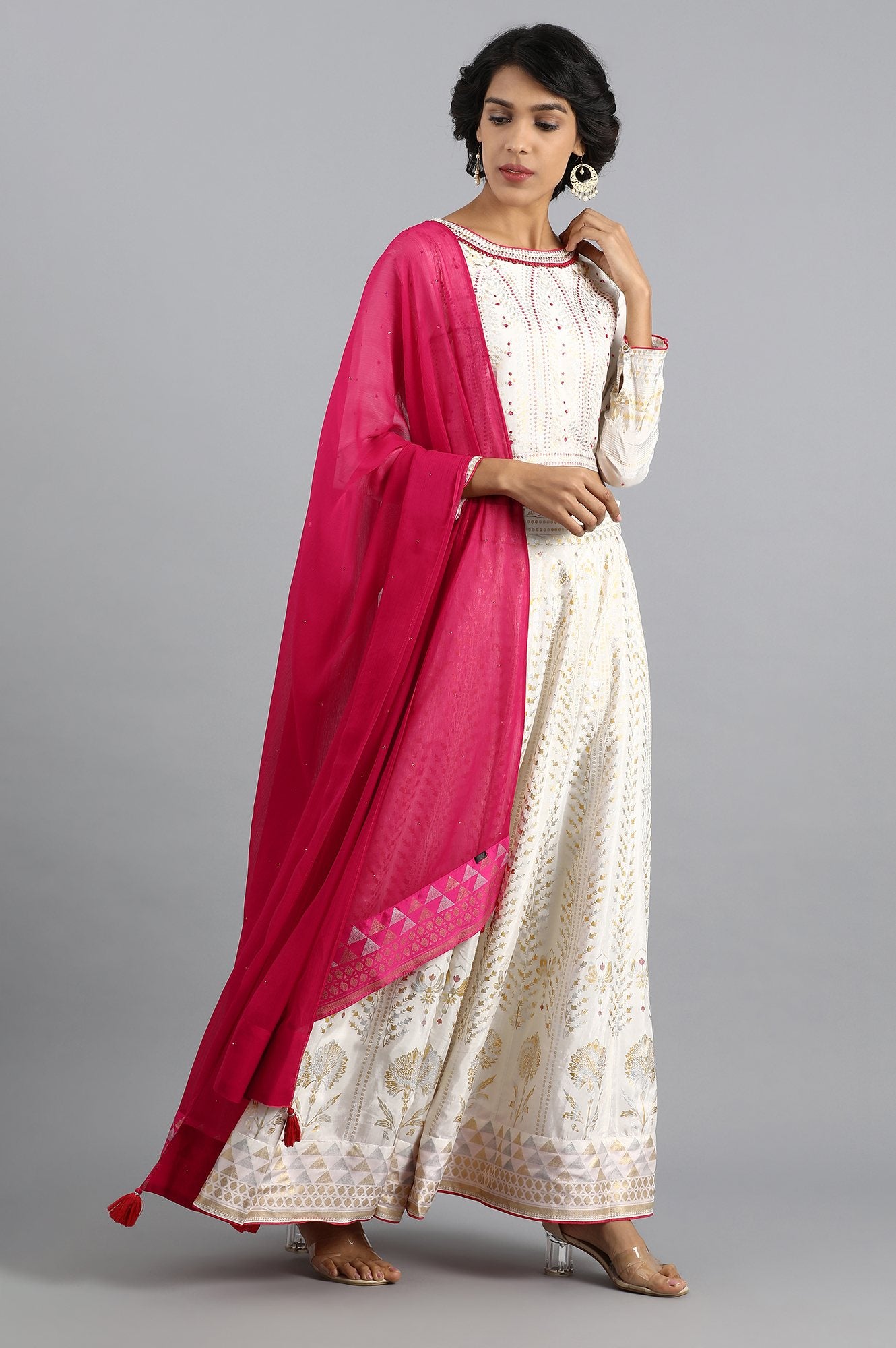 Ecru Round Neck Festive Set