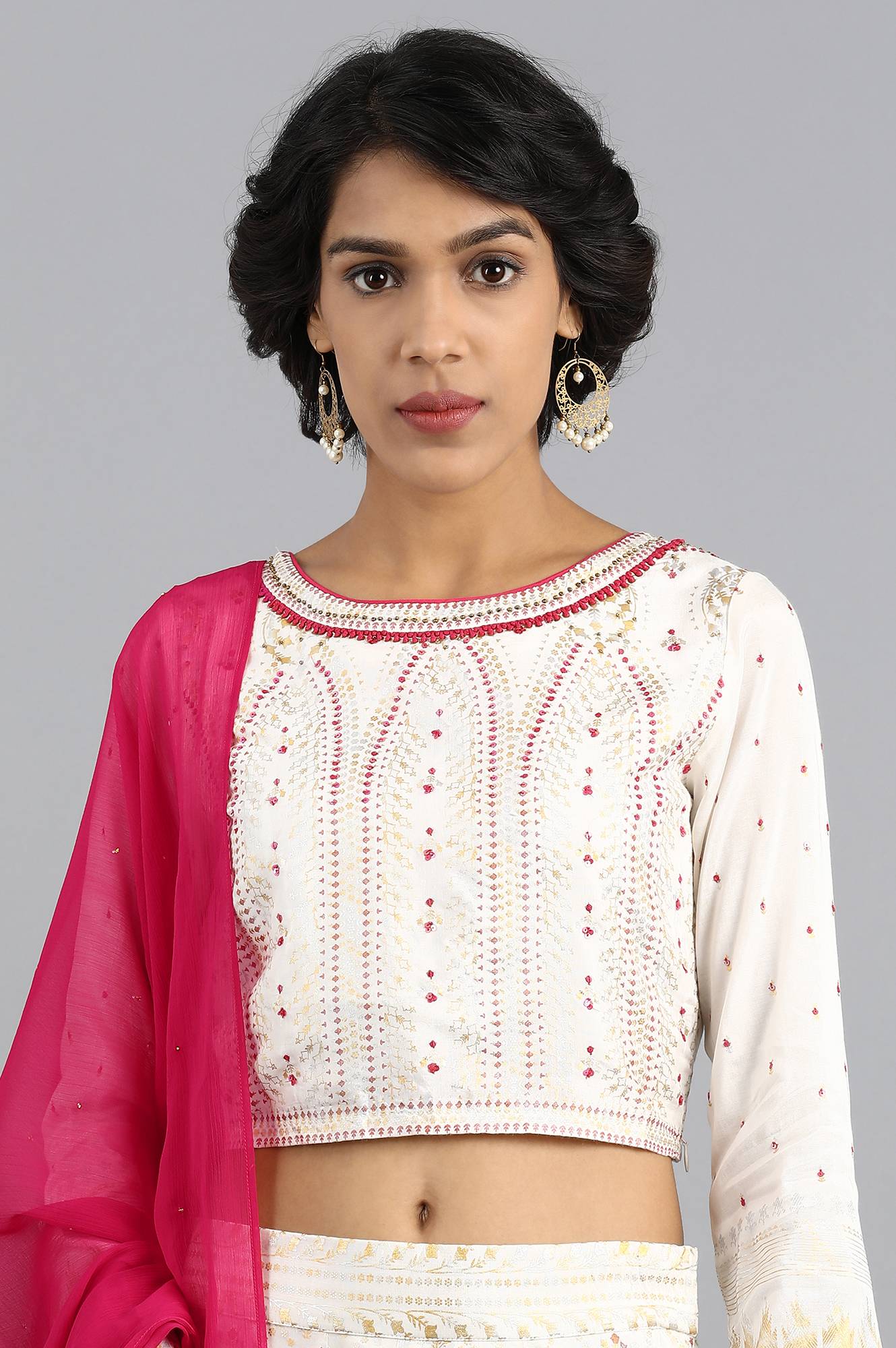 Ecru Round Neck Festive Set