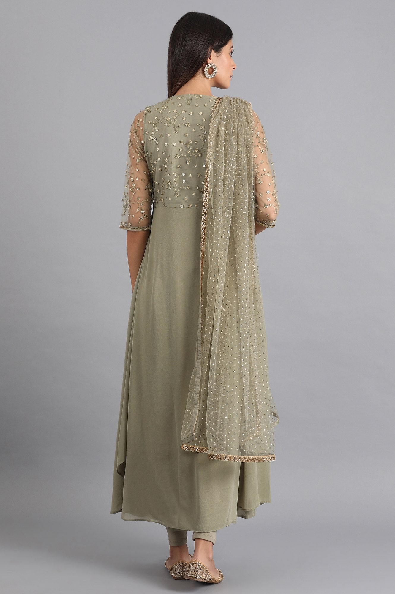 Green Round Neck kurta Set