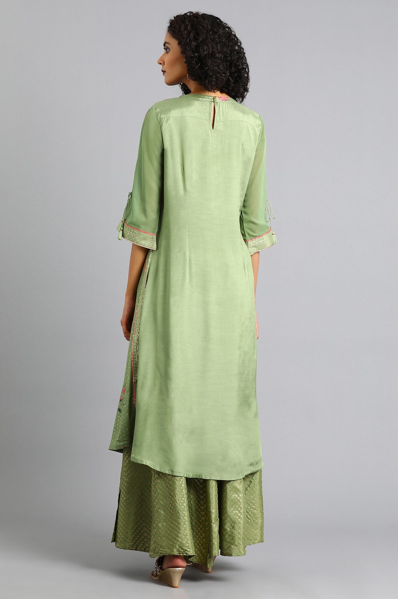 Green Round Neck Floral Print kurta