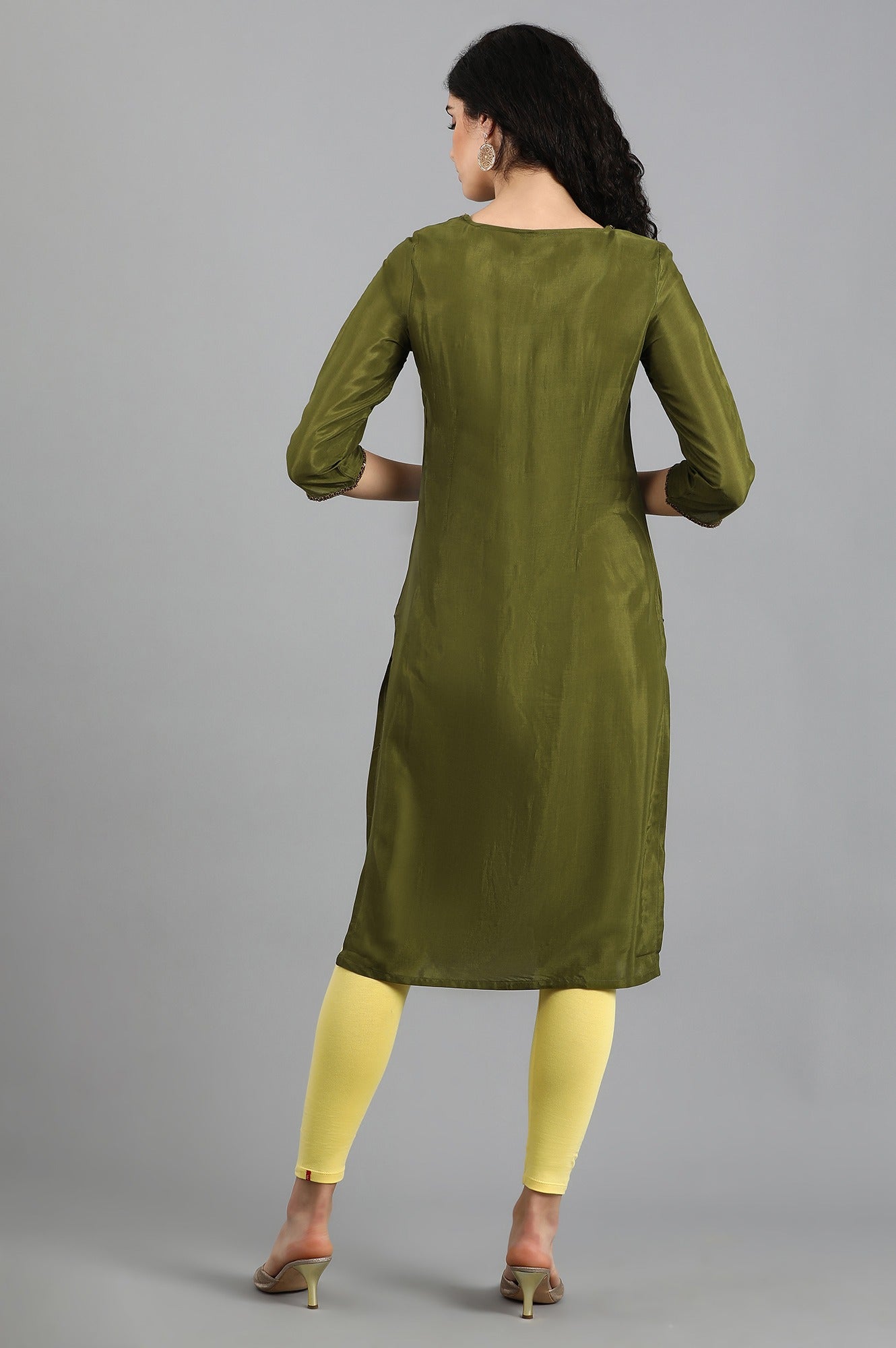 Blue Round Neck Solid kurta