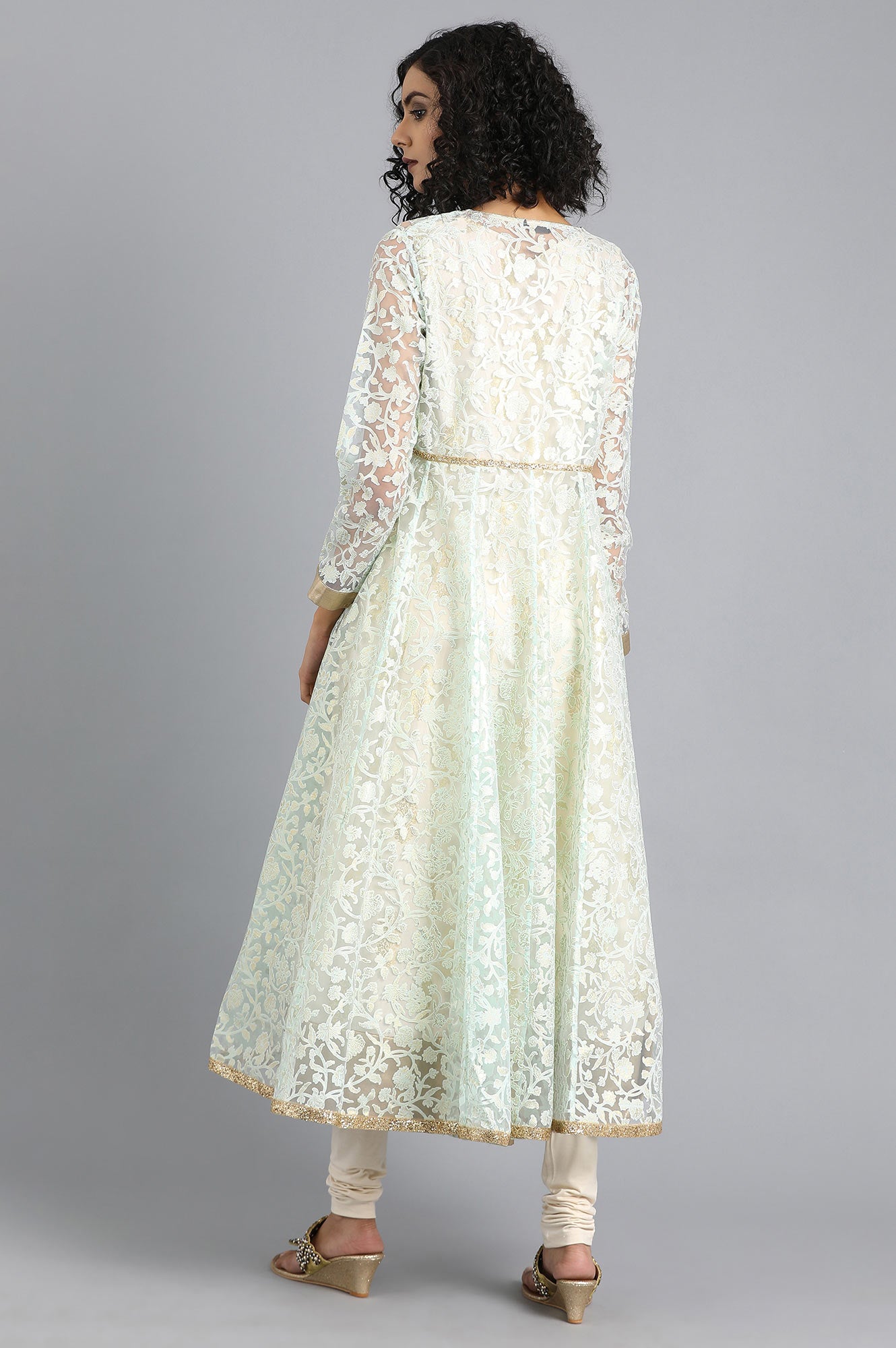 Light Green Round Neck Printed kurta Set