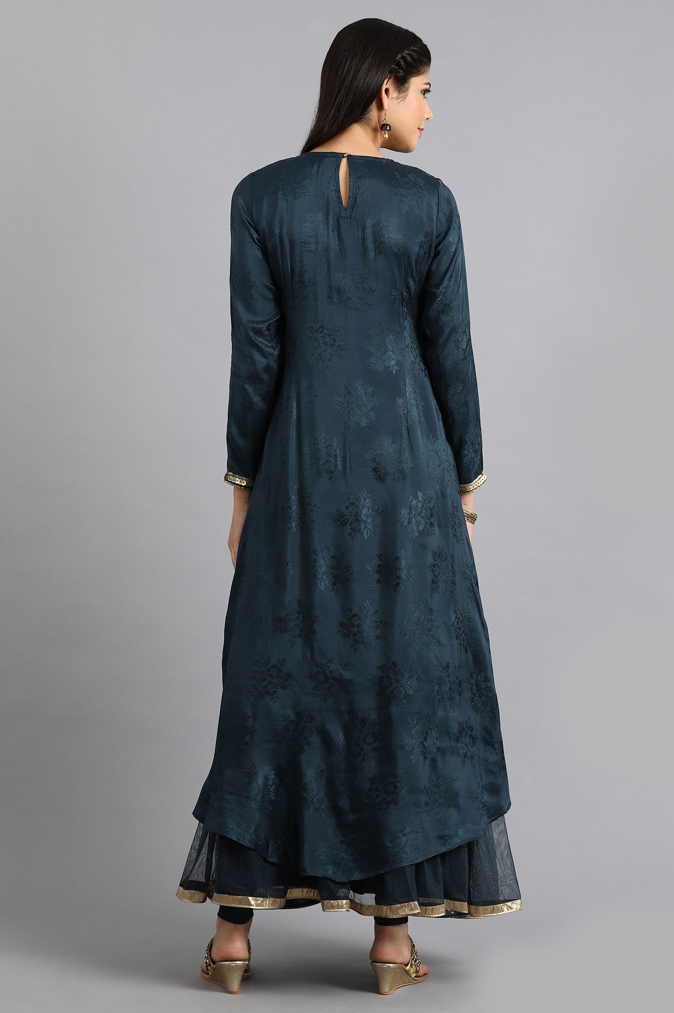 Blue Round Neck Yarn-dyed kurta Set