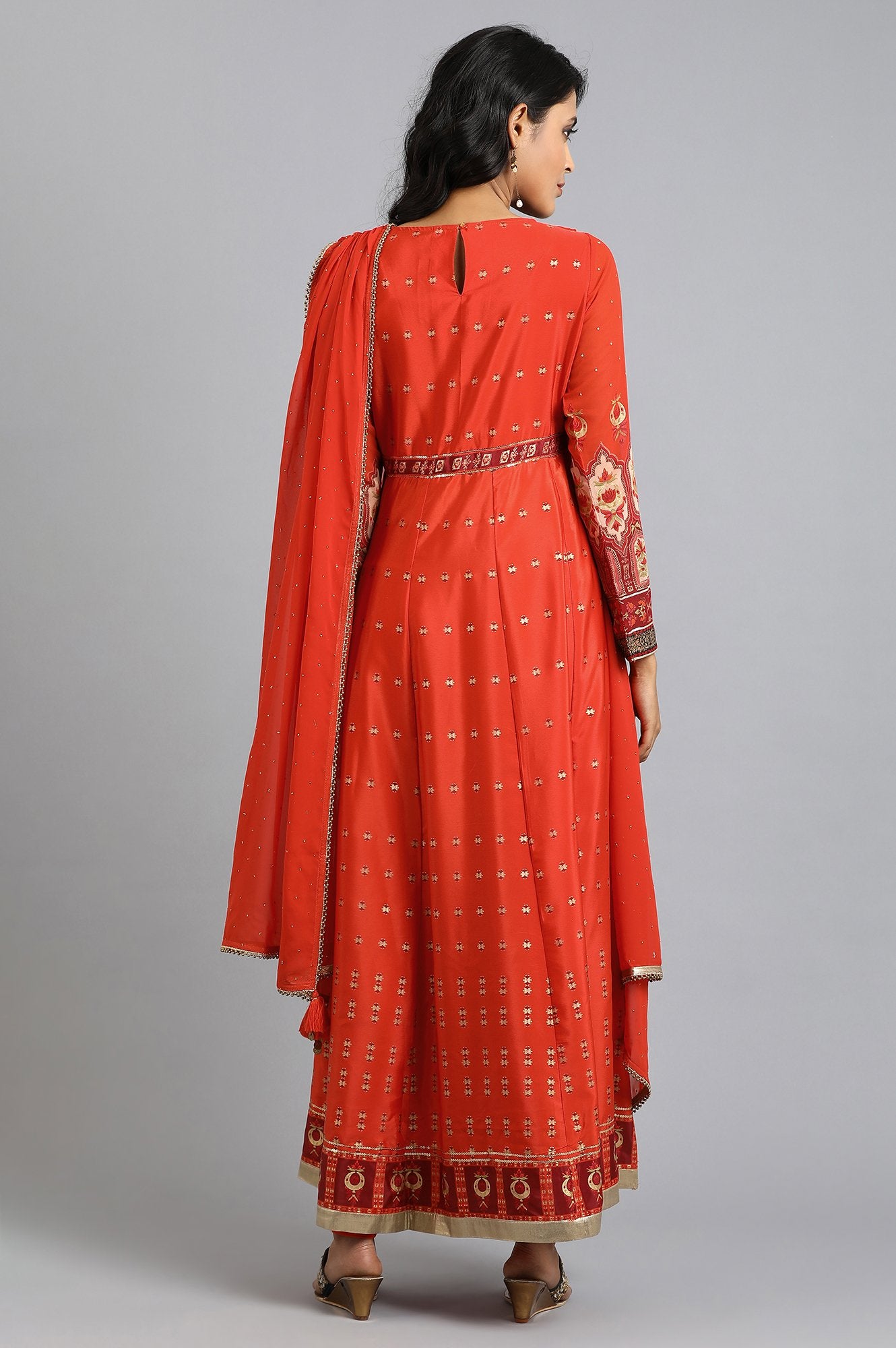 Orange Round Neck kurta Set