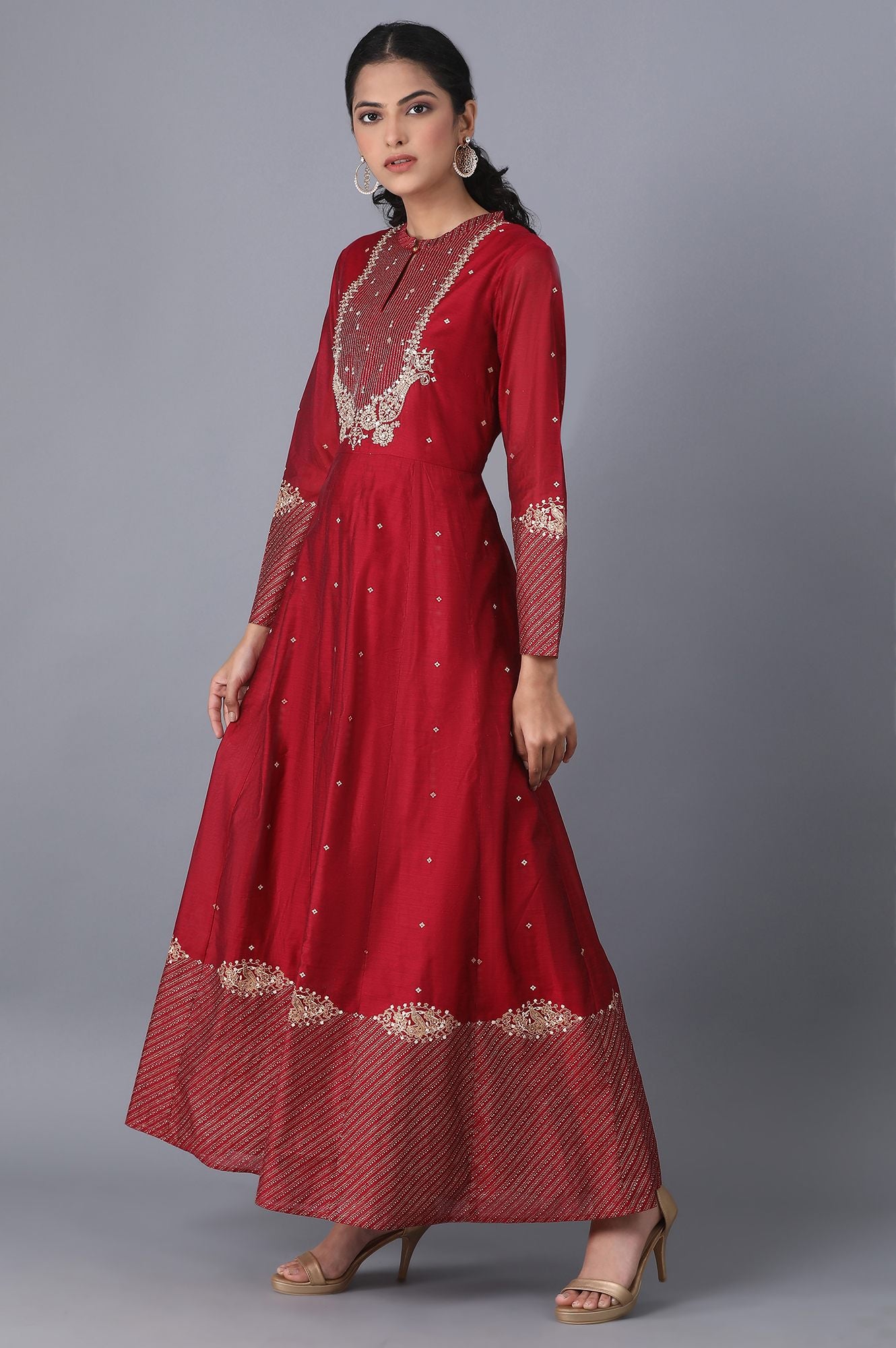 Pink Placement Print Kalidaar Dress