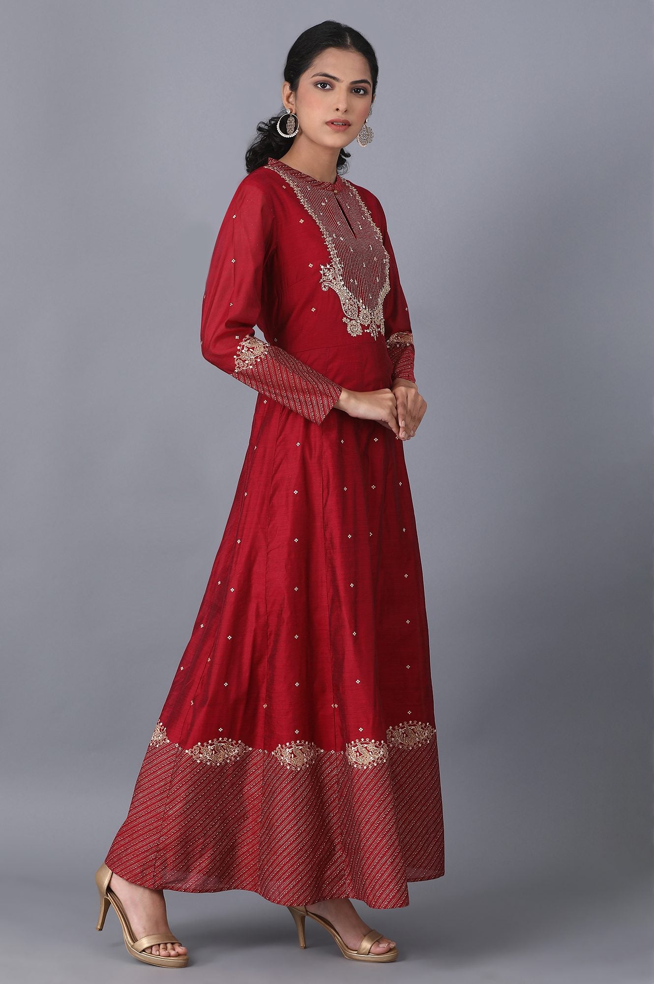 Pink Placement Print Kalidaar Dress