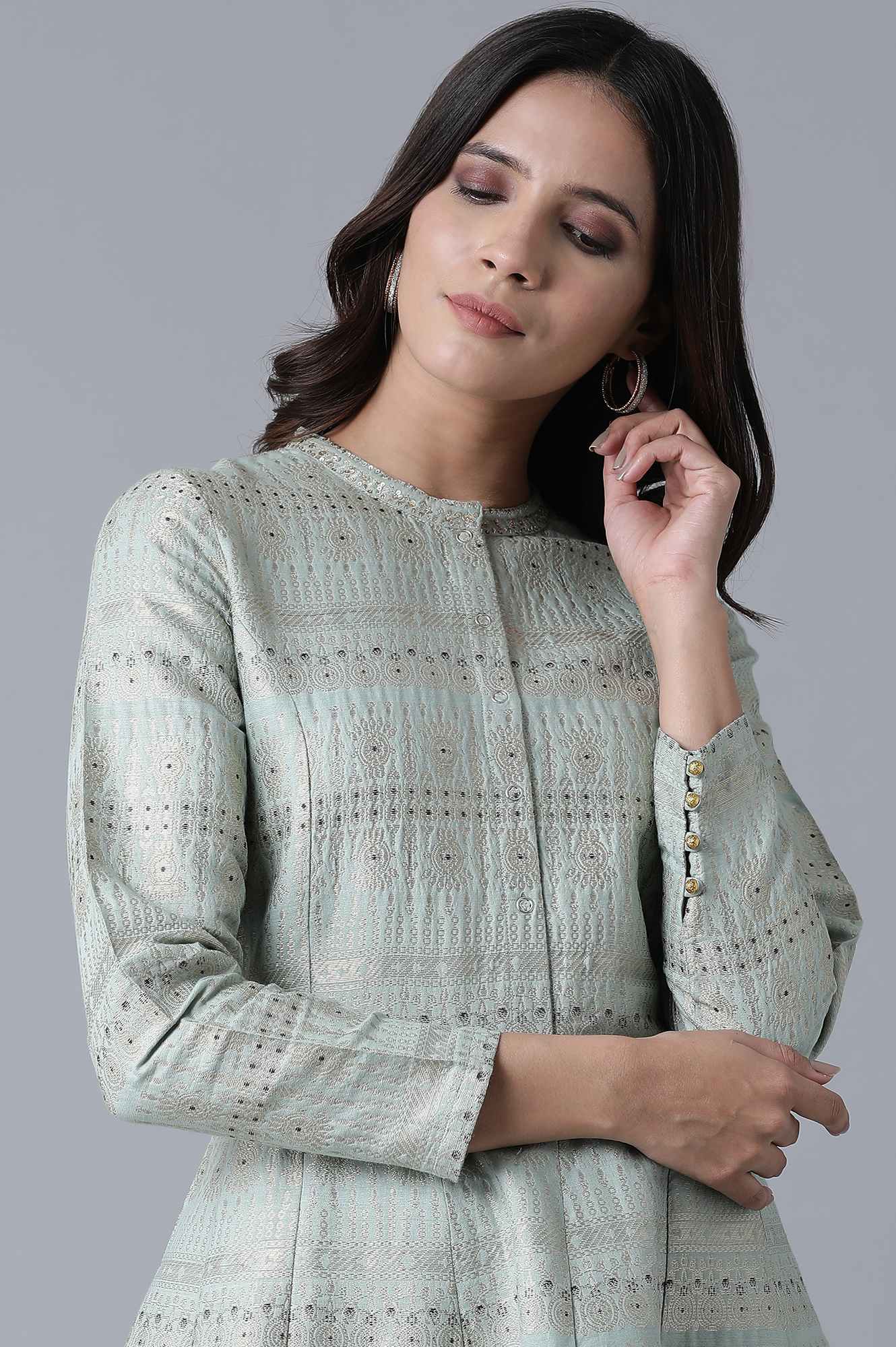 Signature Green A-Line kurta-Parallel Pants Set