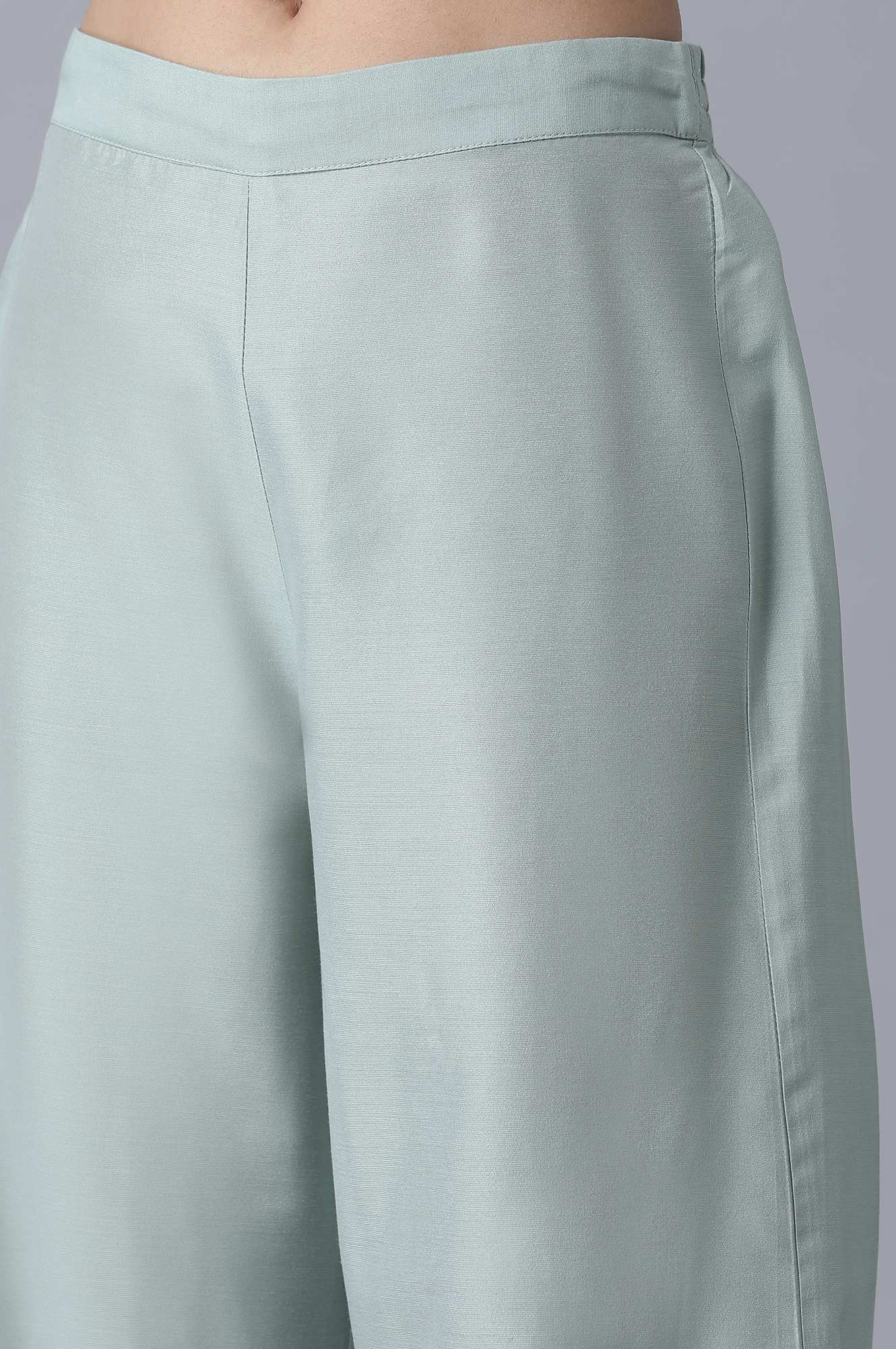 Signature Green A-Line kurta-Parallel Pants Set